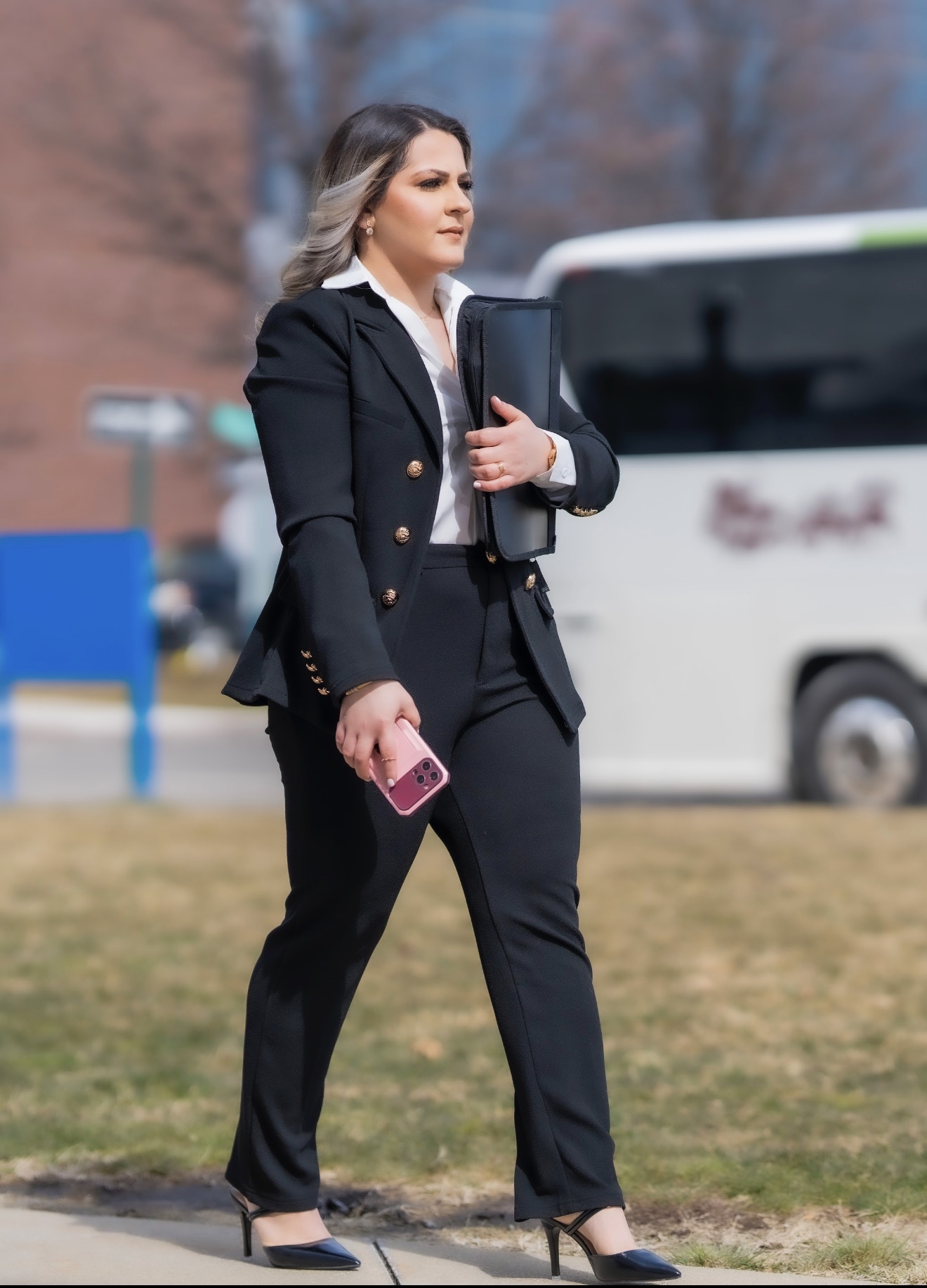 Indiana Hannosh walking outdoors