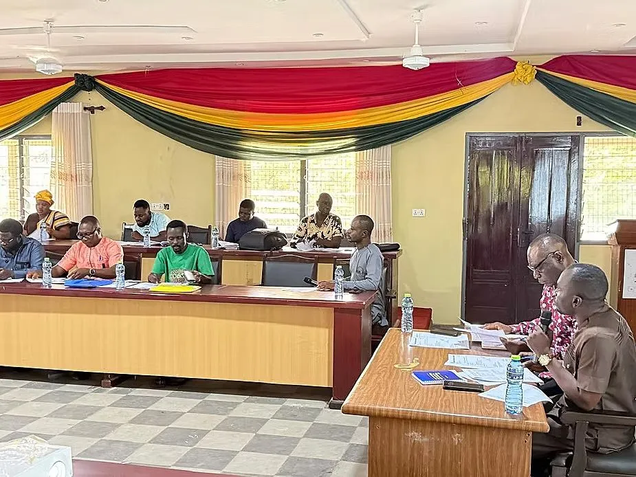 Members of the Sefwi Wiawso Municipal Assembly Executive Committee attending a meeting