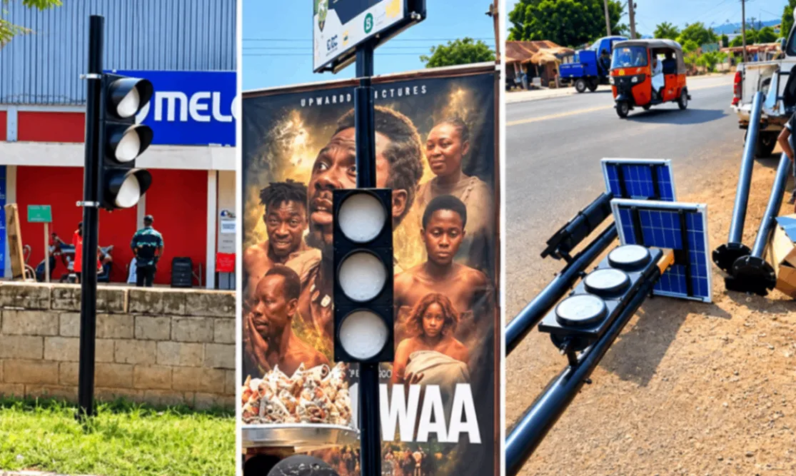 Installation of traffic lights at Dwenase and Sefwi Asawinso to improve traffic management and road safety.