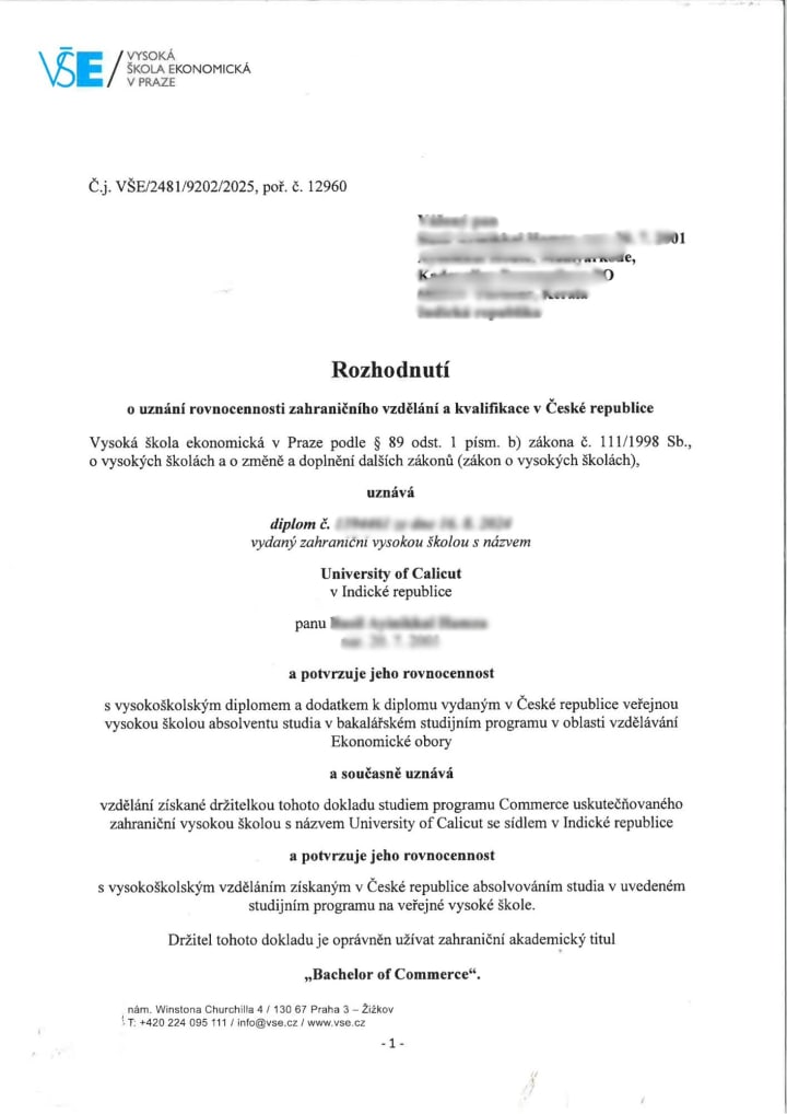 Nostrification decision 09
