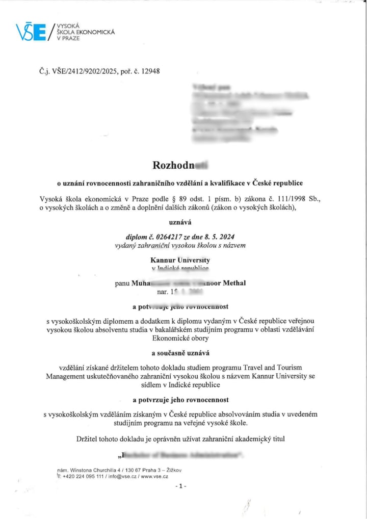Nostrification decision 16