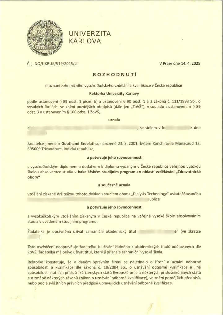 Nostrification decision 17