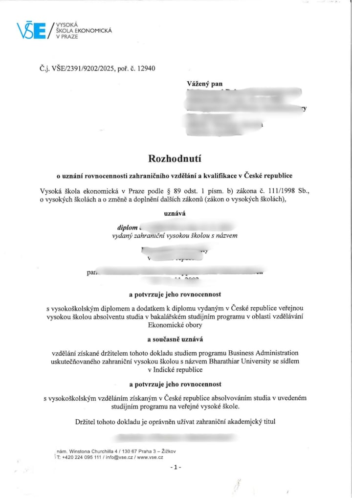 Nostrification decision 21