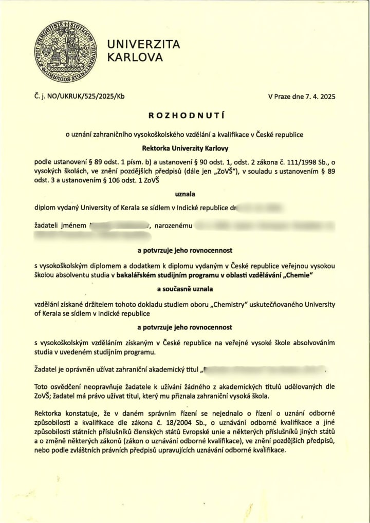 Nostrification decision 36