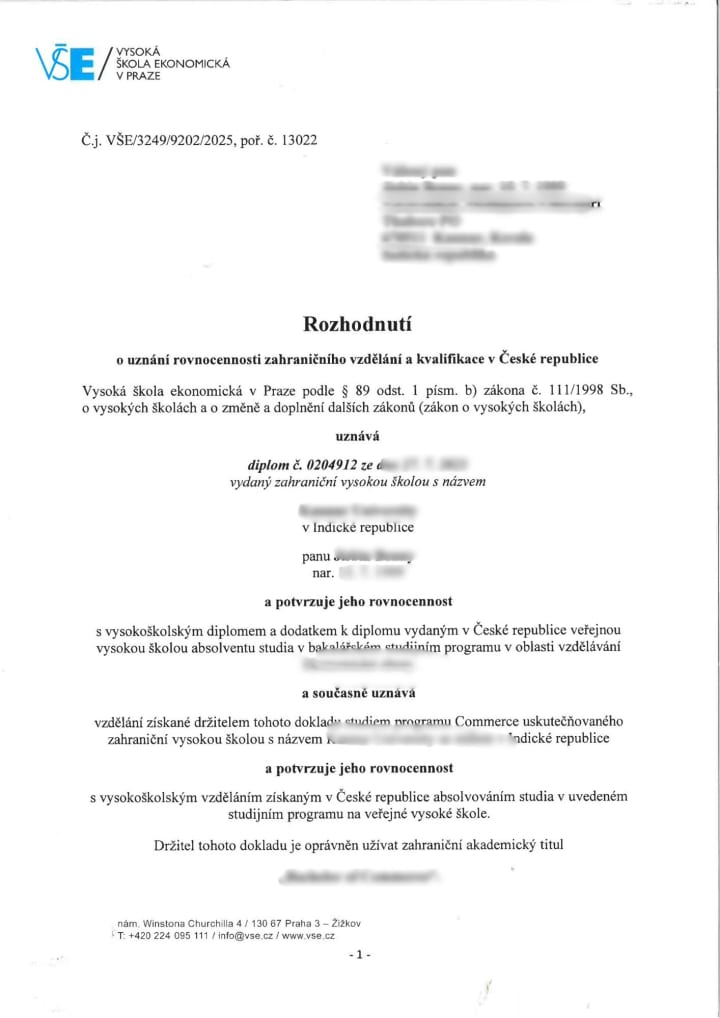 Nostrification decision 43