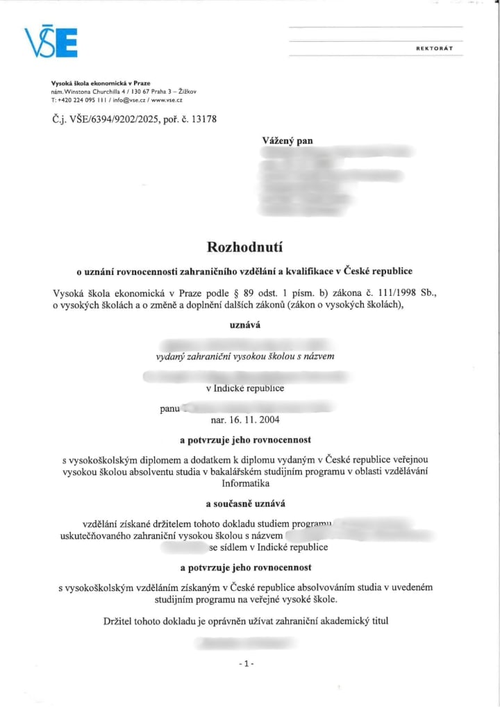 Nostrification decision 52