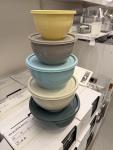 Bowl with lid, set of 5, mixed colours