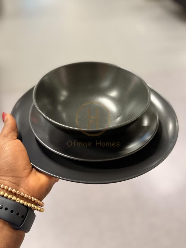 18-piece service, matt dark grey
