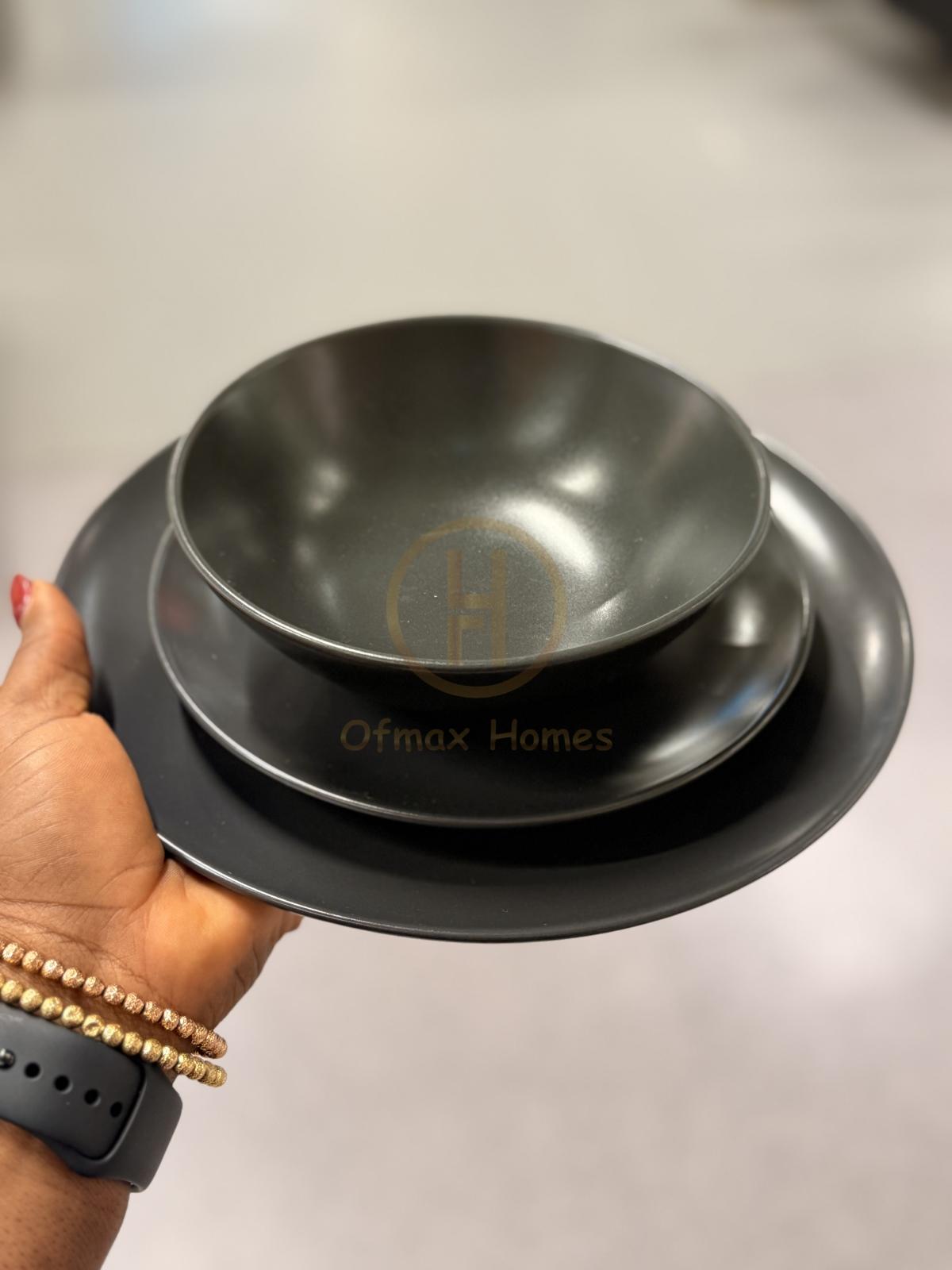 18-piece service, matt dark grey