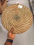 Place mat, seagrass/black, 37 cm