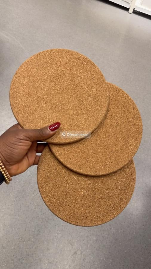 3pcs pot stand, cork 19cm 12,500 for a pack of 3 Protect tables and tablecloths from ugly heat stains by using natural c