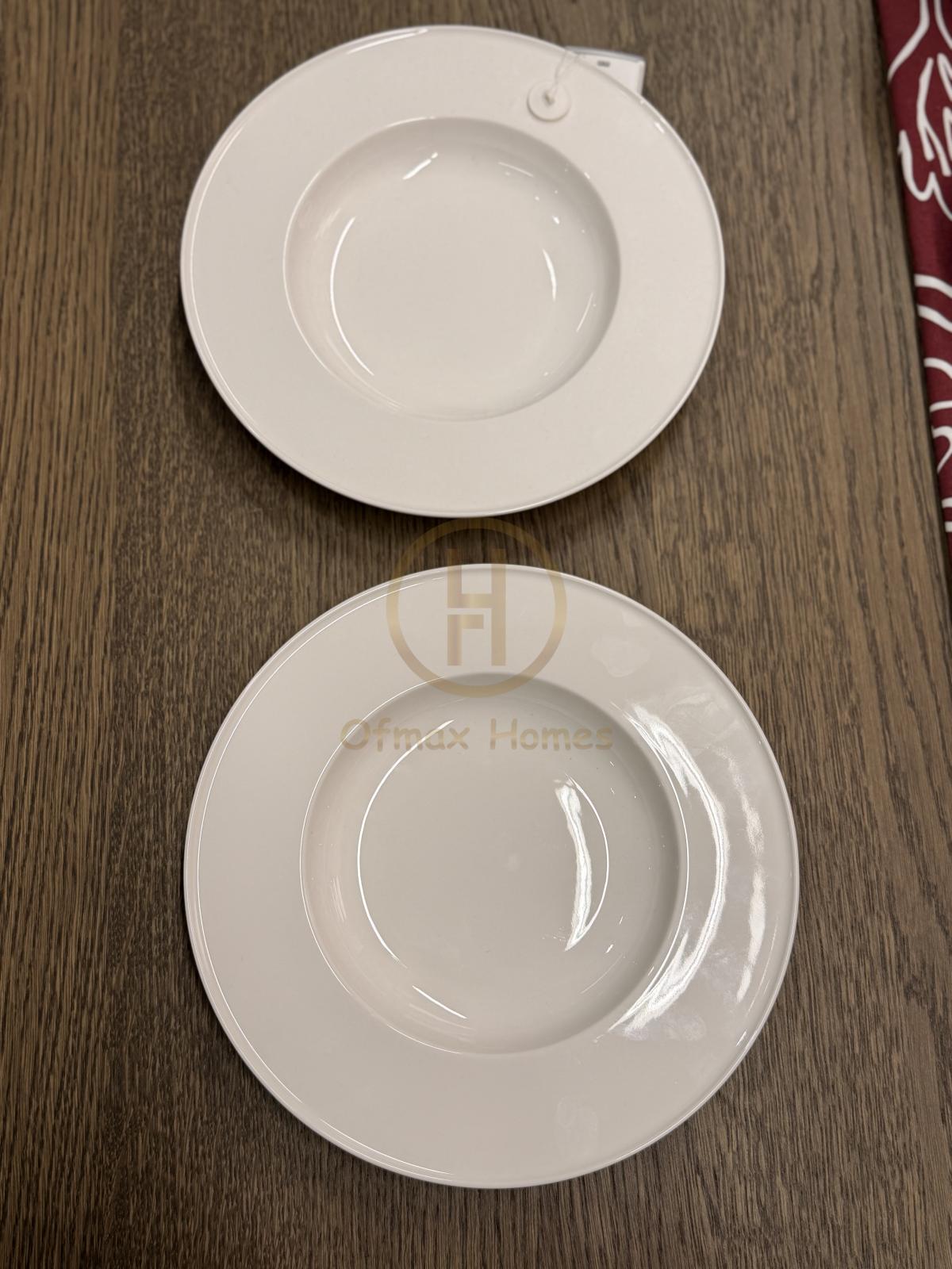 Deep plates, 25 cm, white, 2-piece