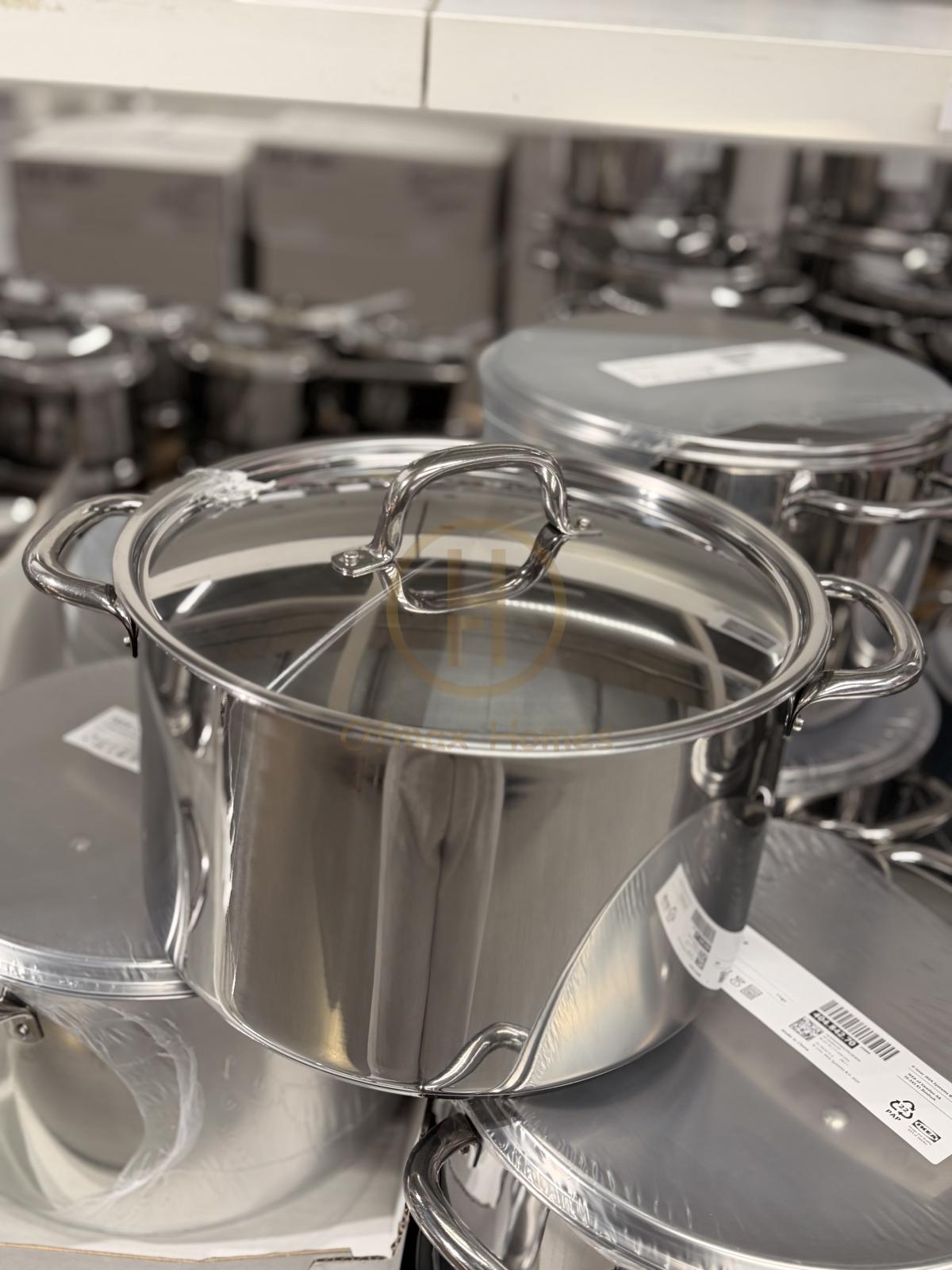 Stainless steel pot with lid, 10 l