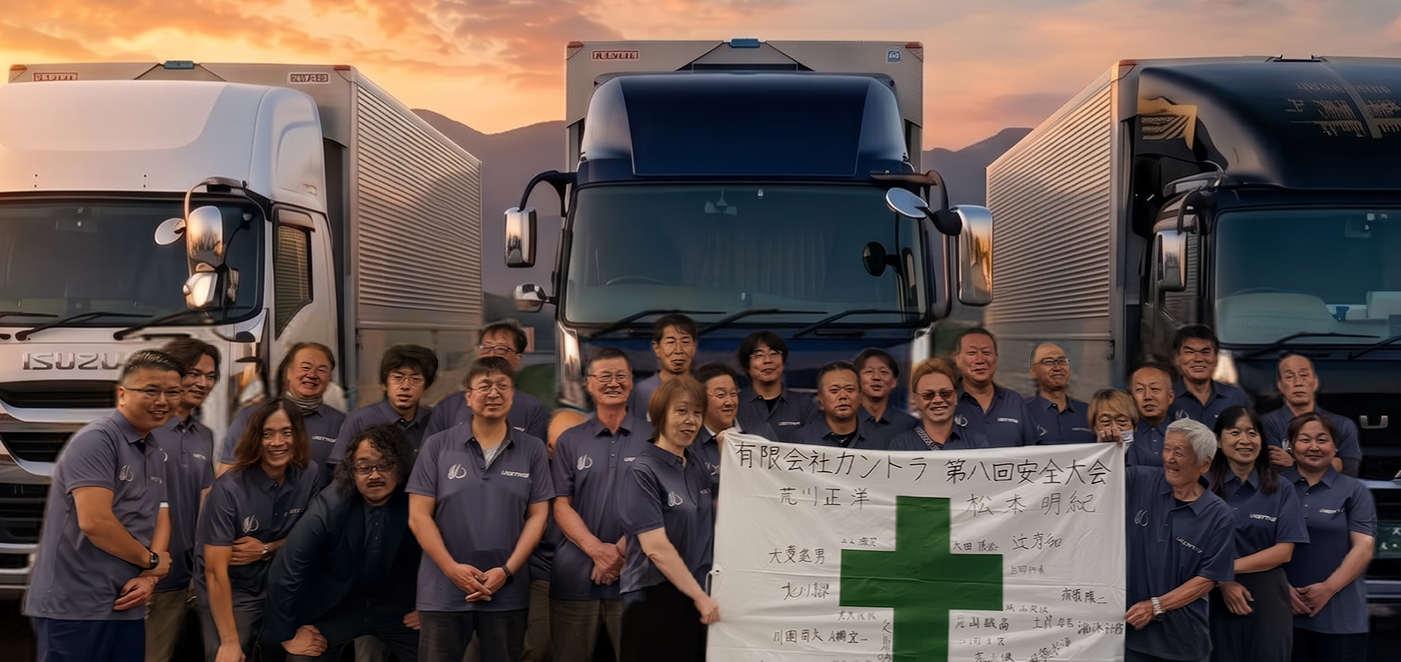 カントラの社員とトラックの集合写真