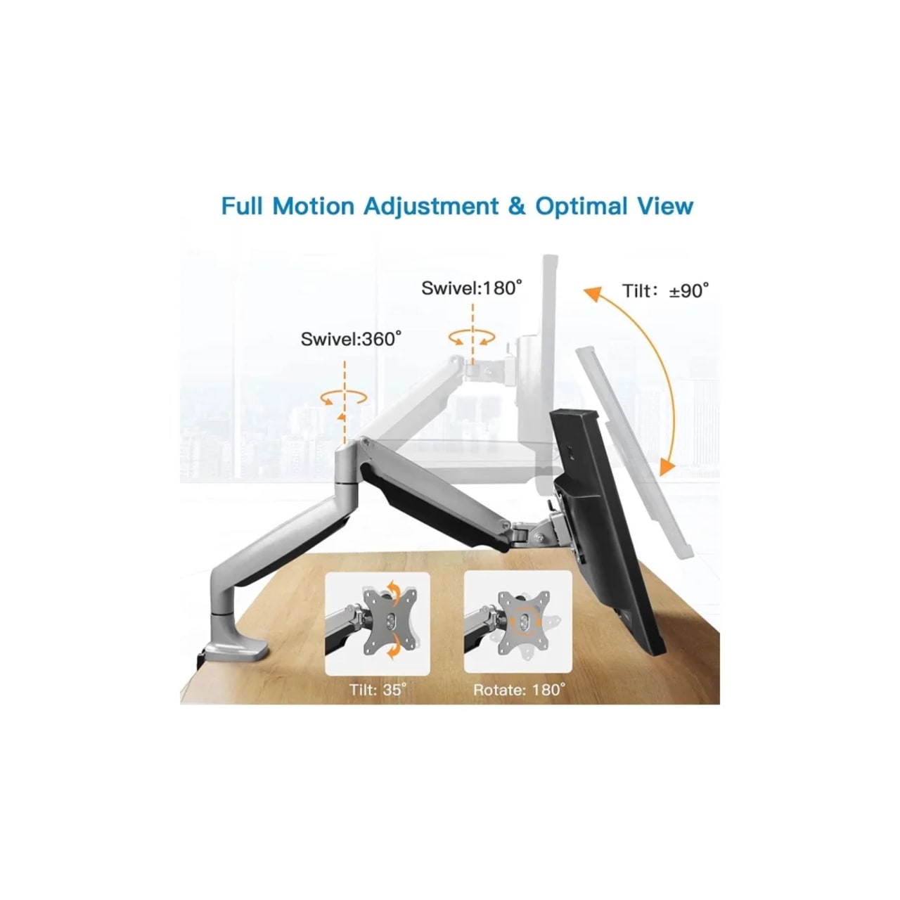 Twisted Minds Single Monitor Aluminum Slim Mechanical Gas Spring Monitor Arm - Monitor Arm