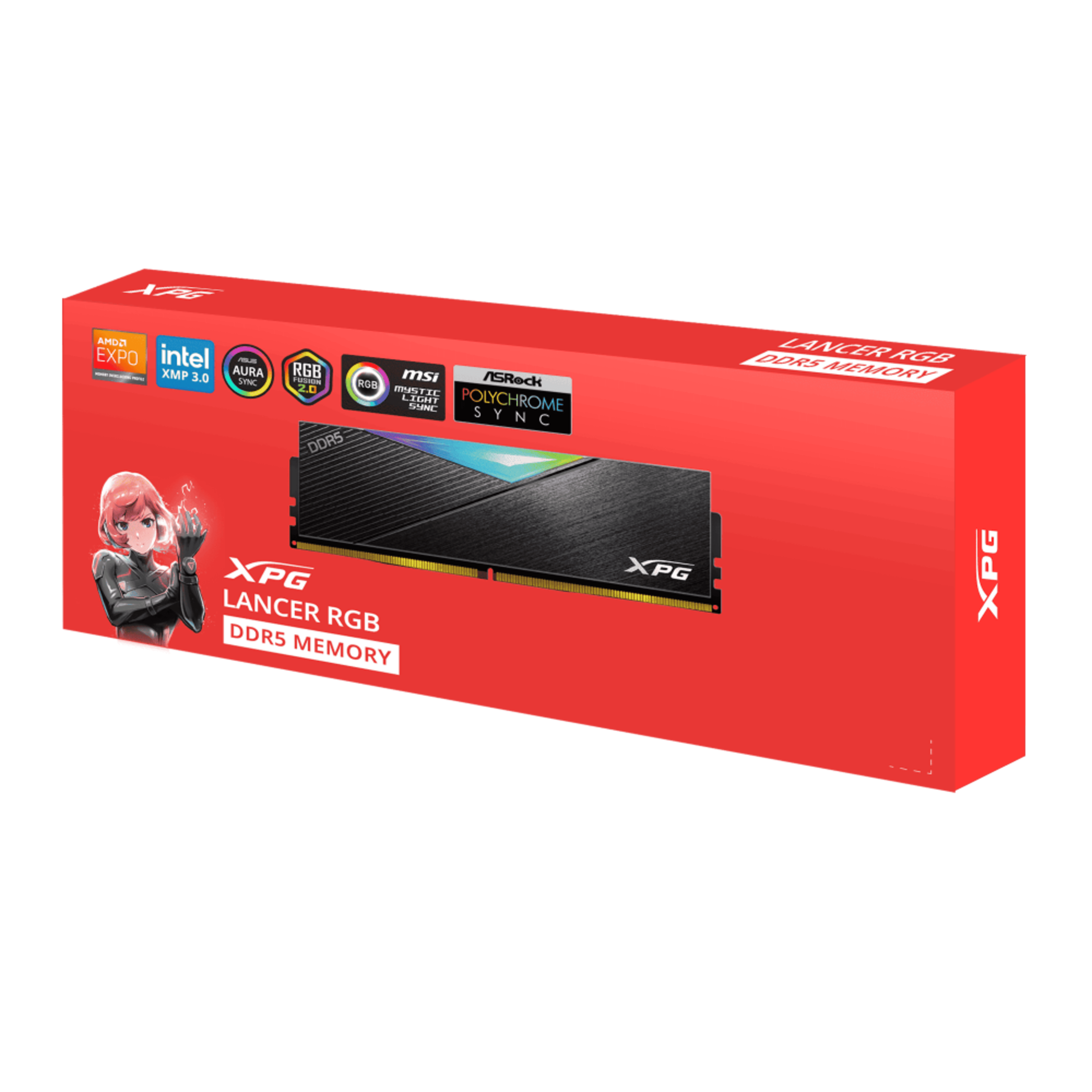 XPG 64GB 6000MHz LANCER BLADE DDR5 DESKTOP RGB ( Dual Pack 32 x 2 ) (BLACK) (CL 30-40-40) - Main Image XPG 64GB 6000MHz LANCER BLADE DDR5 DESKTOP RGB ( Dual Pack 32 x 2 ) (BLACK) (CL 30-40-40) - Main Image