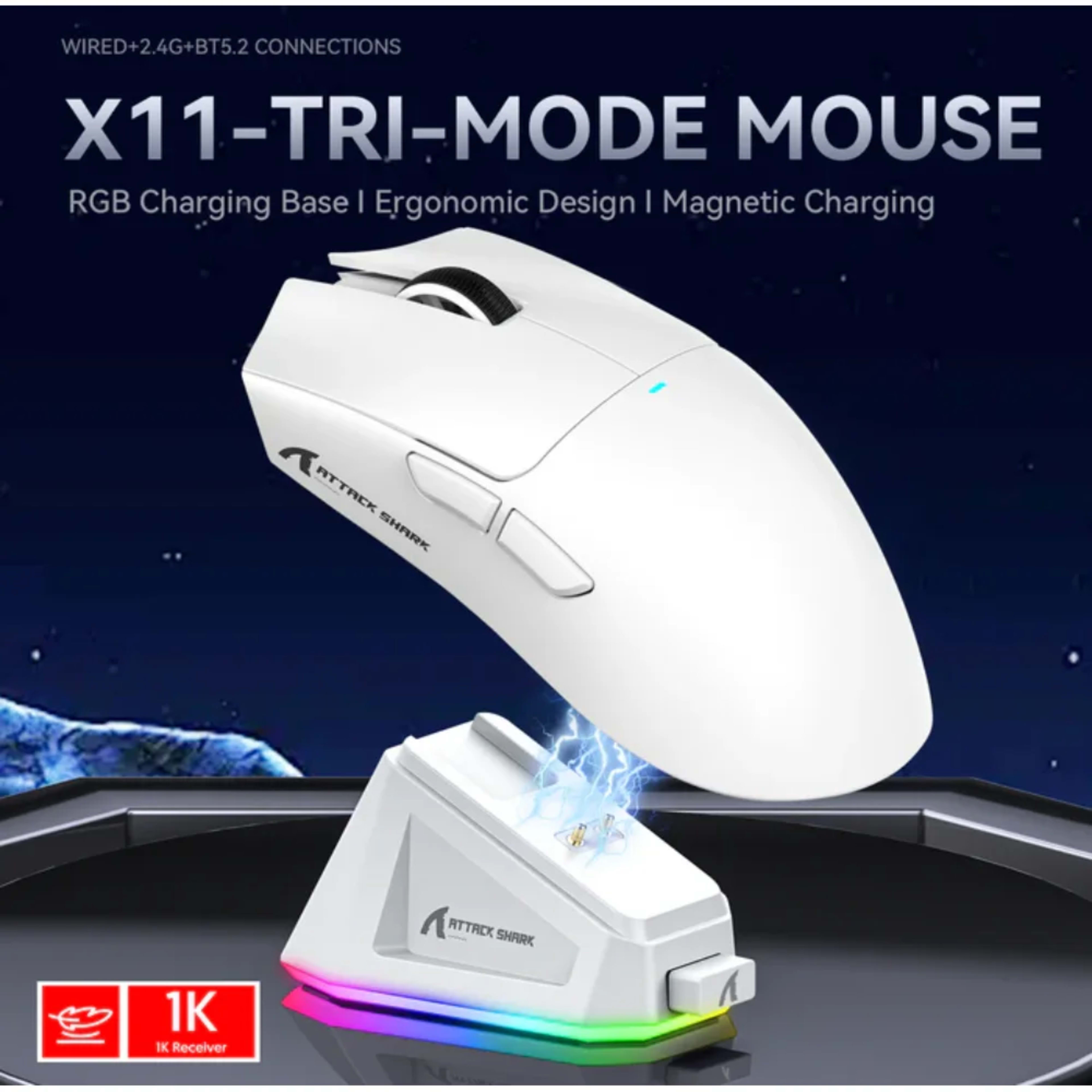 Attack Shark X11 SE Wireless Three Modes Gaming Mouse With Charging Dock Black 5 Attack Shark X11 SE Wireless Three Modes Gaming Mouse With Charging Dock Black thumbnail 5