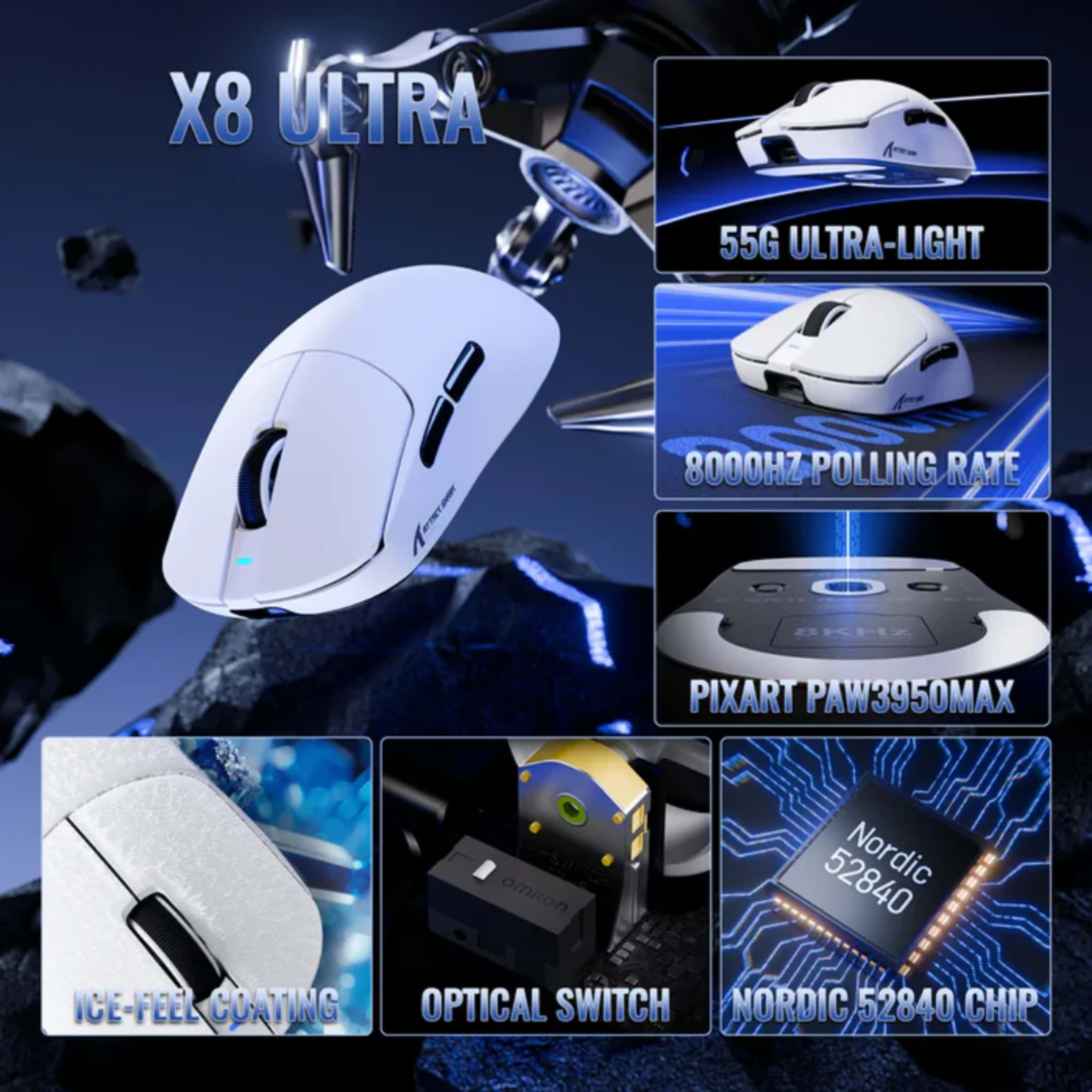 Attack Shark X8 SE Wireless Gaming Mouse - Black thumbnail 5