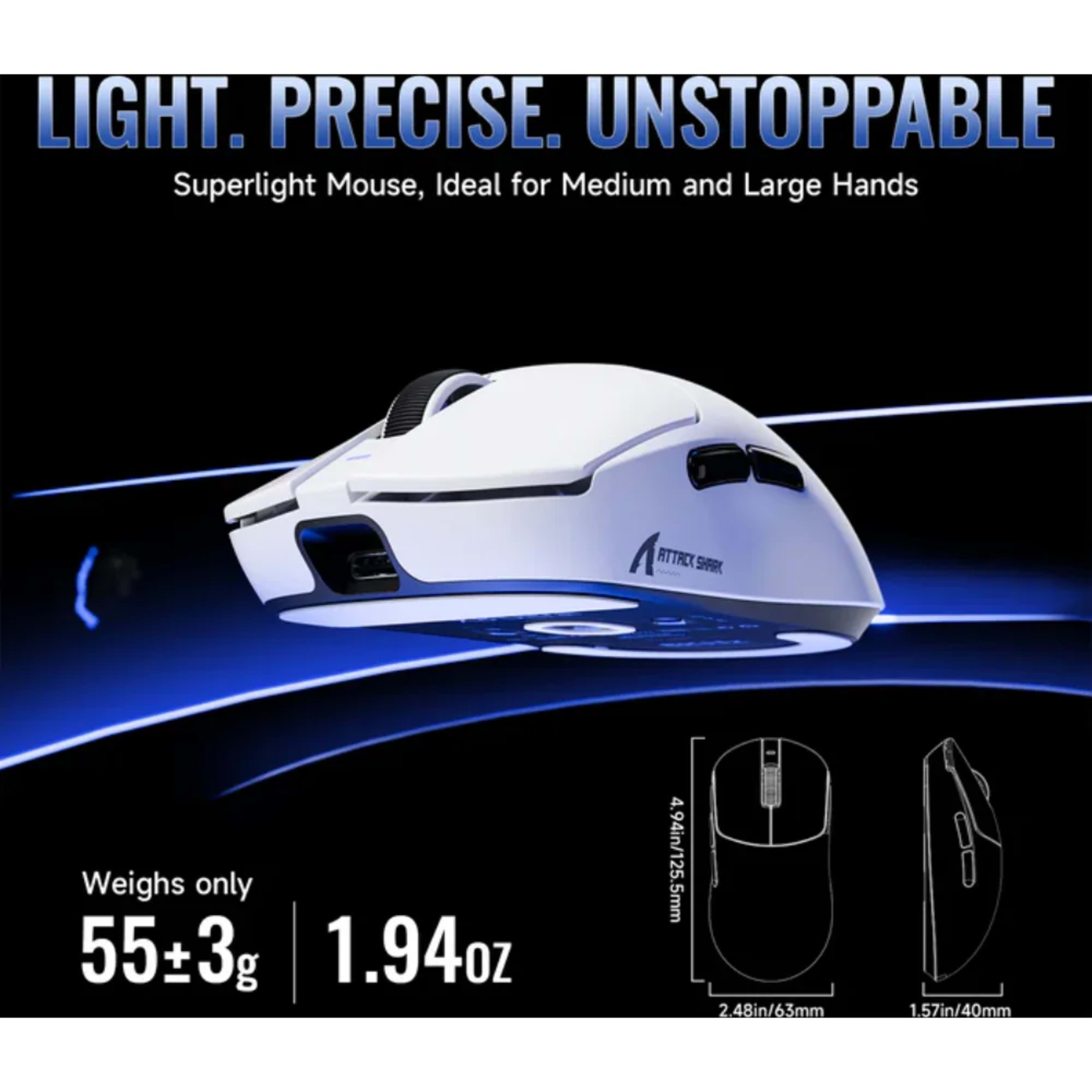 Attack Shark X8 SE Wireless Gaming Mouse - White 4 Attack Shark X8 SE Wireless Gaming Mouse - White thumbnail 4