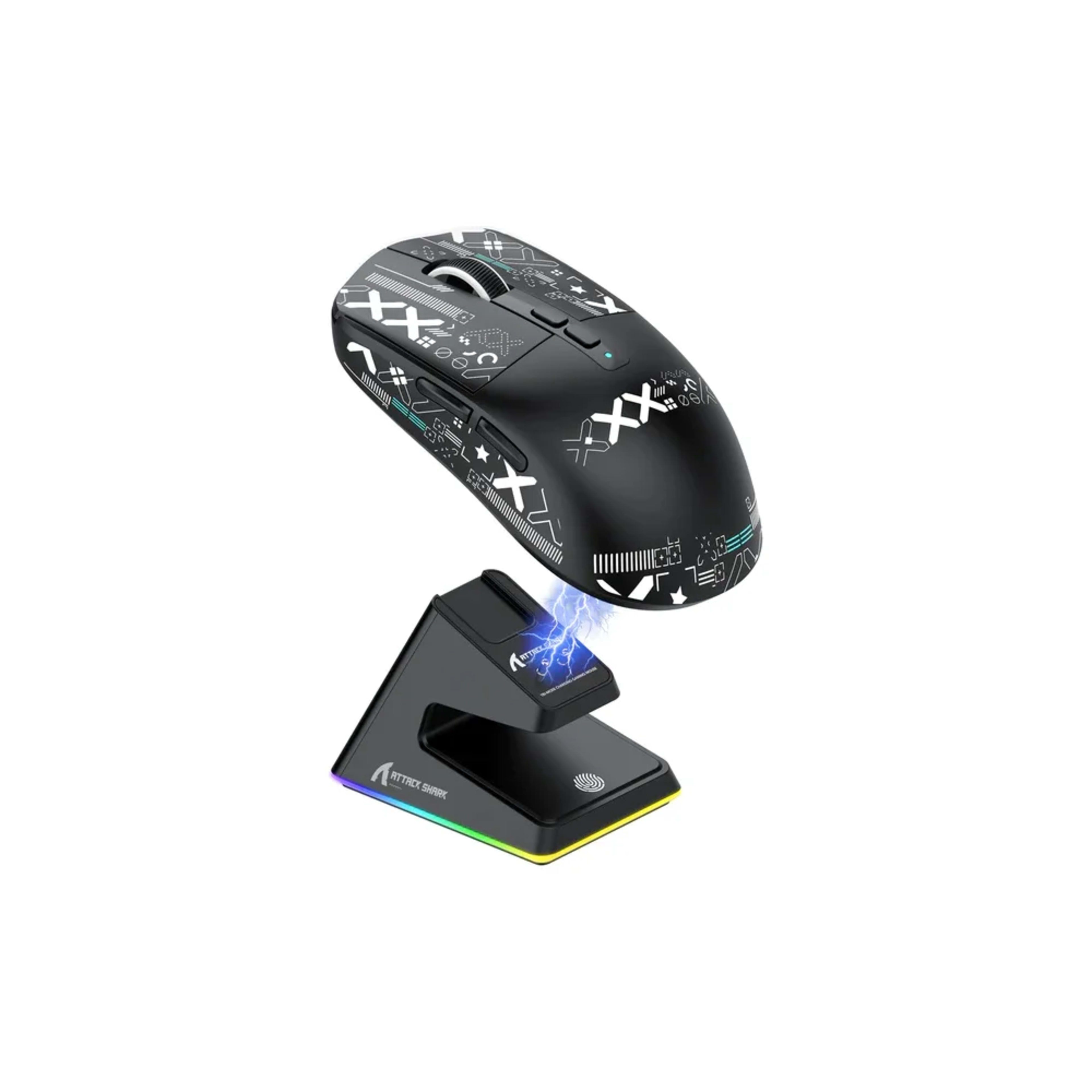 Attack SharkX6 Wireless Three Modes Gaming Mouse With Charging Dock Black - Main Image Attack SharkX6 Wireless Three Modes Gaming Mouse With Charging Dock Black - Main Image