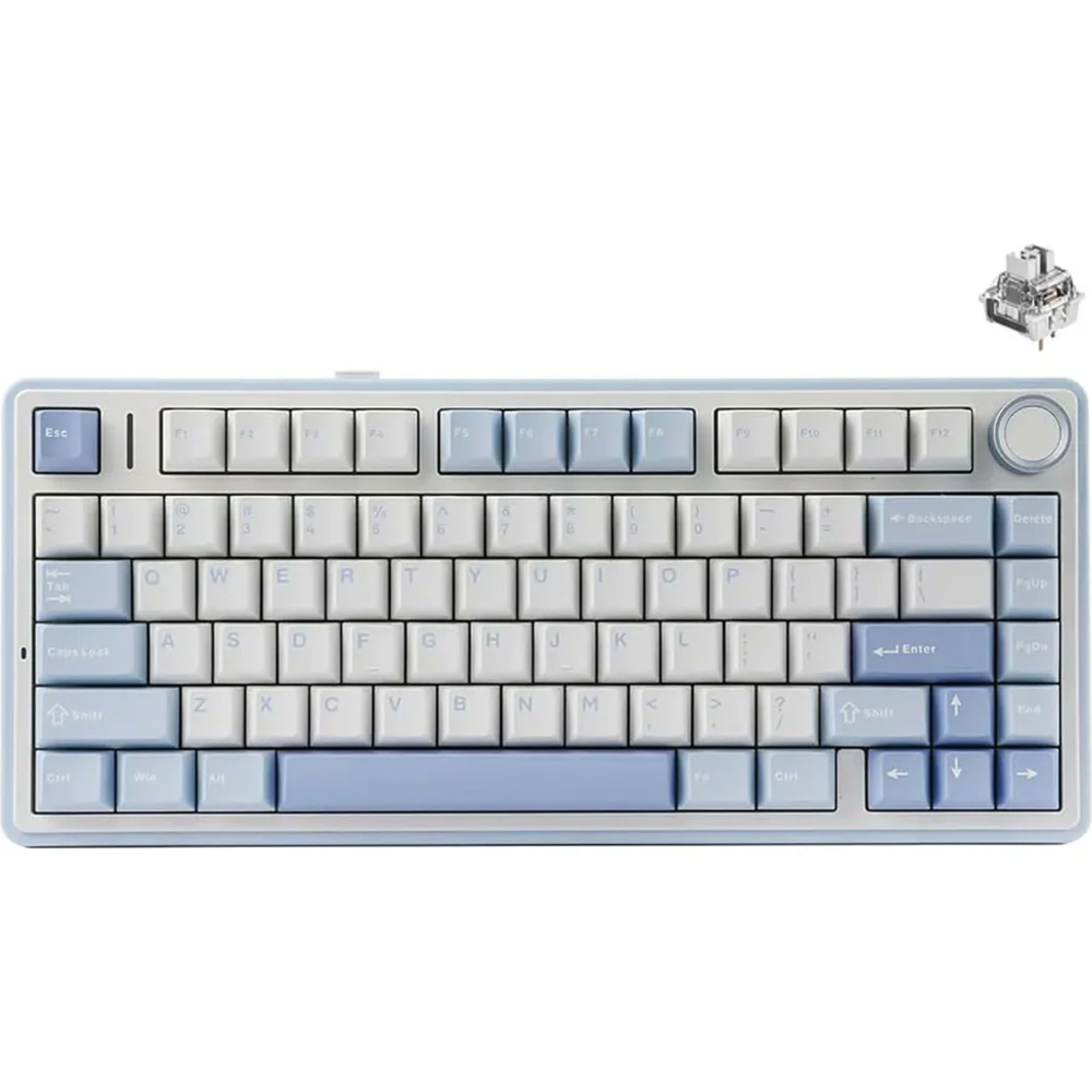 AULA F75 Blue+ White+Dark Blue- Gray Wood Switch Wireless Mechanical Gaming Keyboard - Main Image AULA F75 Blue+ White+Dark Blue- Gray Wood Switch Wireless Mechanical Gaming Keyboard - Main Image