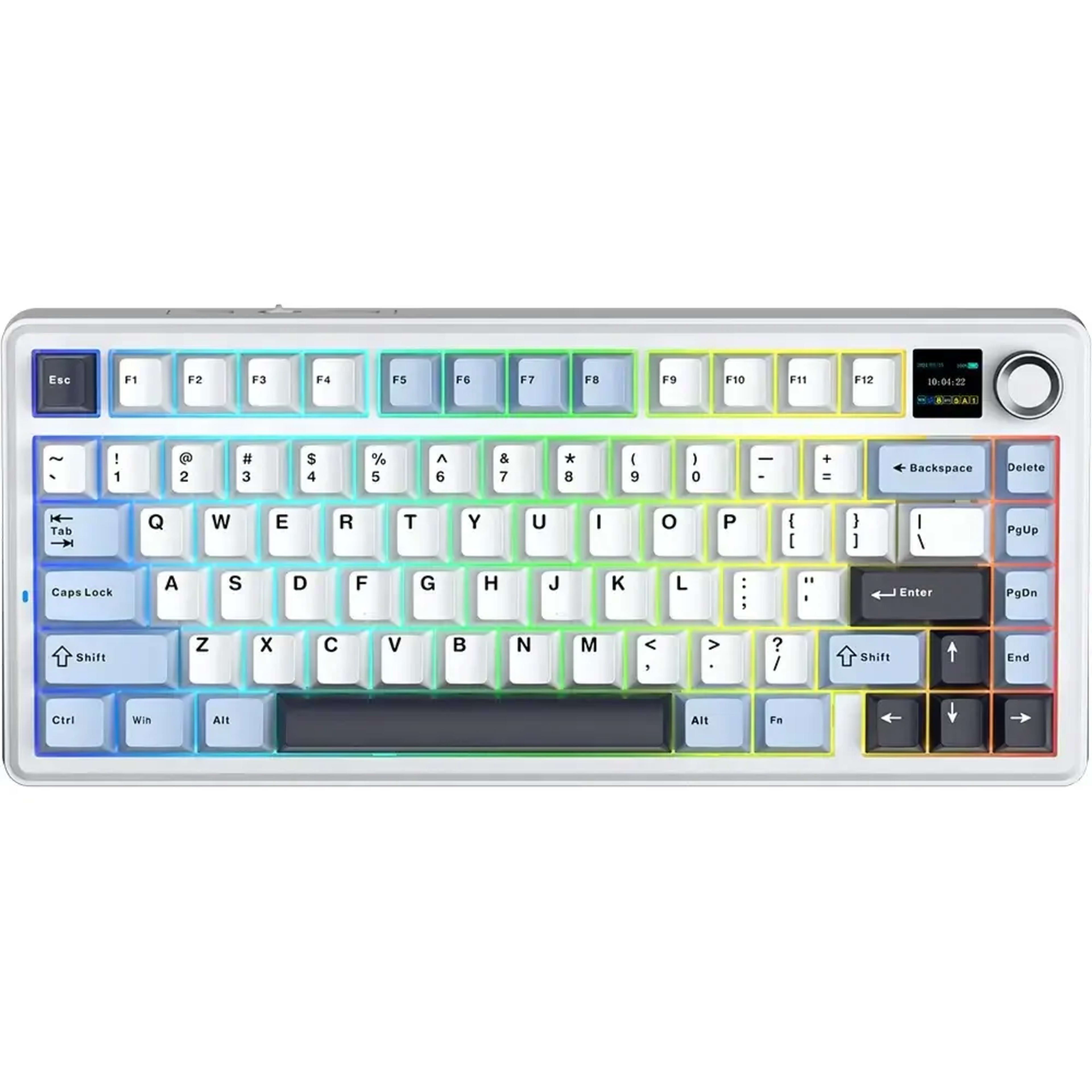 AULA F75 Blue+White+Purple - Reaper Switches Wireless Mechanical Keyboard - Main Image AULA F75 Blue+White+Purple - Reaper Switches Wireless Mechanical Keyboard - Main Image