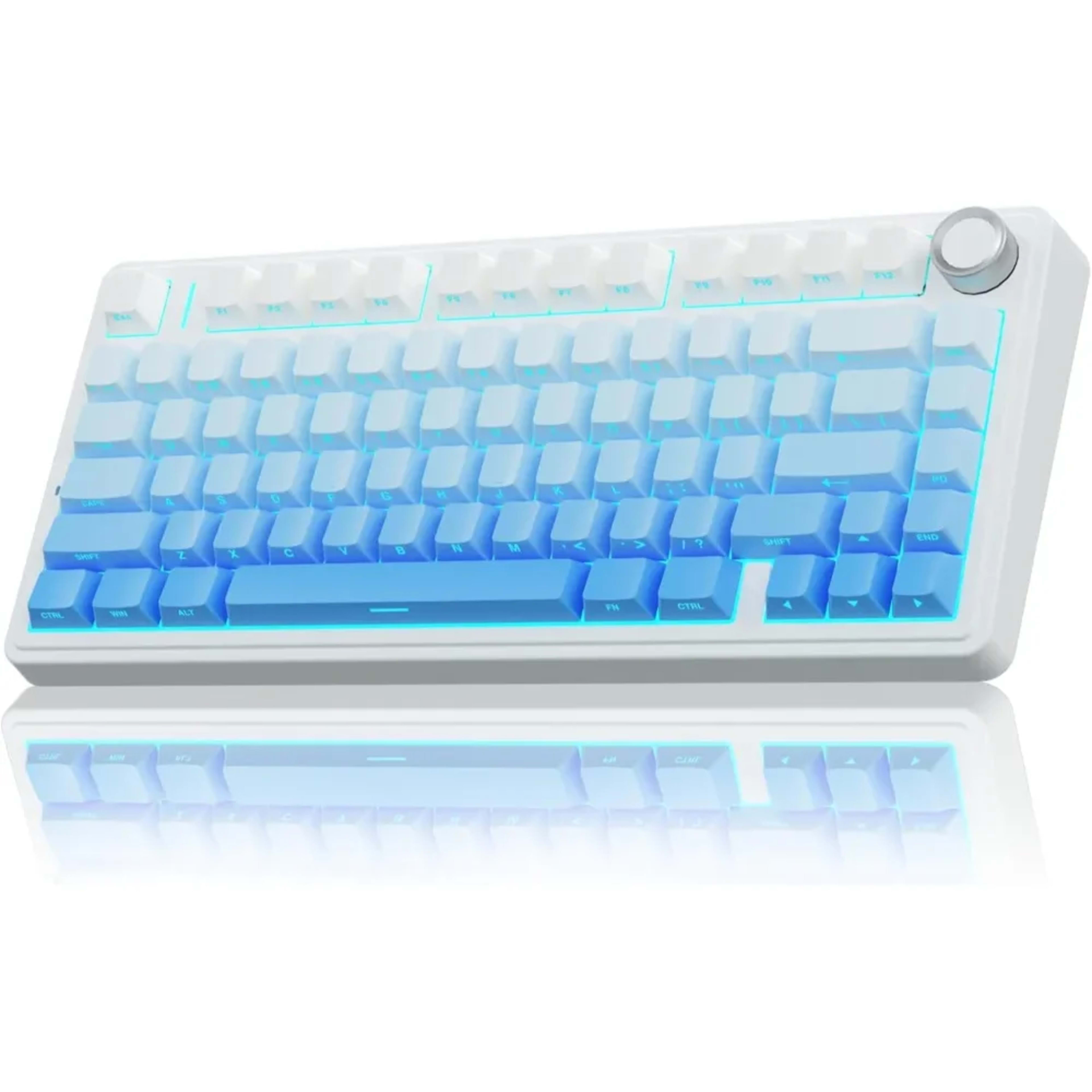 AULA F75 White+Gradient Blue - Reaper Switch Wireless Mechanical Gaming Keyboard - Main Image AULA F75 White+Gradient Blue - Reaper Switch Wireless Mechanical Gaming Keyboard - Main Image