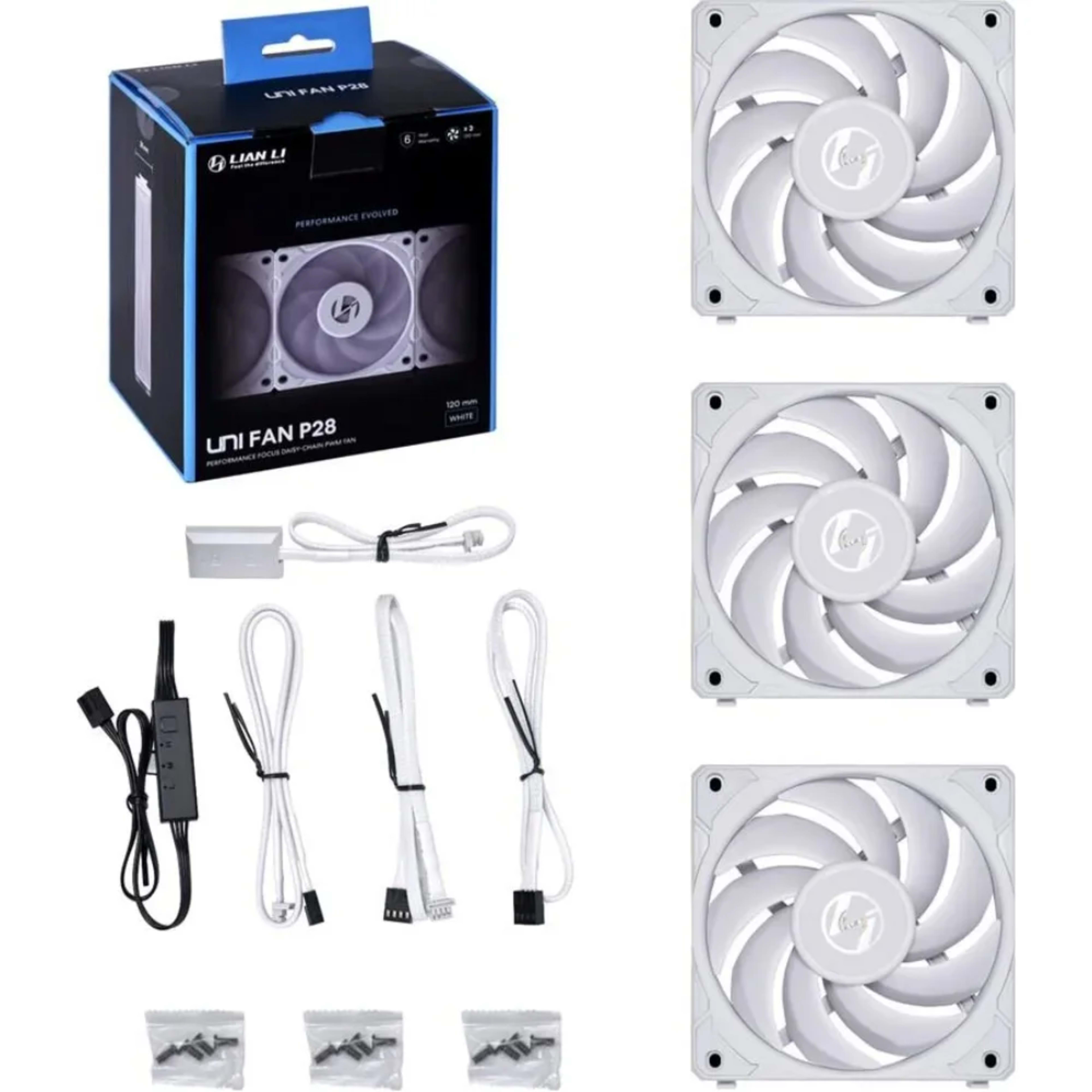 Lian Li UNI FAN P28 Case Fan (White, 3-Pack) 2 Lian Li UNI FAN P28 Case Fan (White, 3-Pack) thumbnail 2