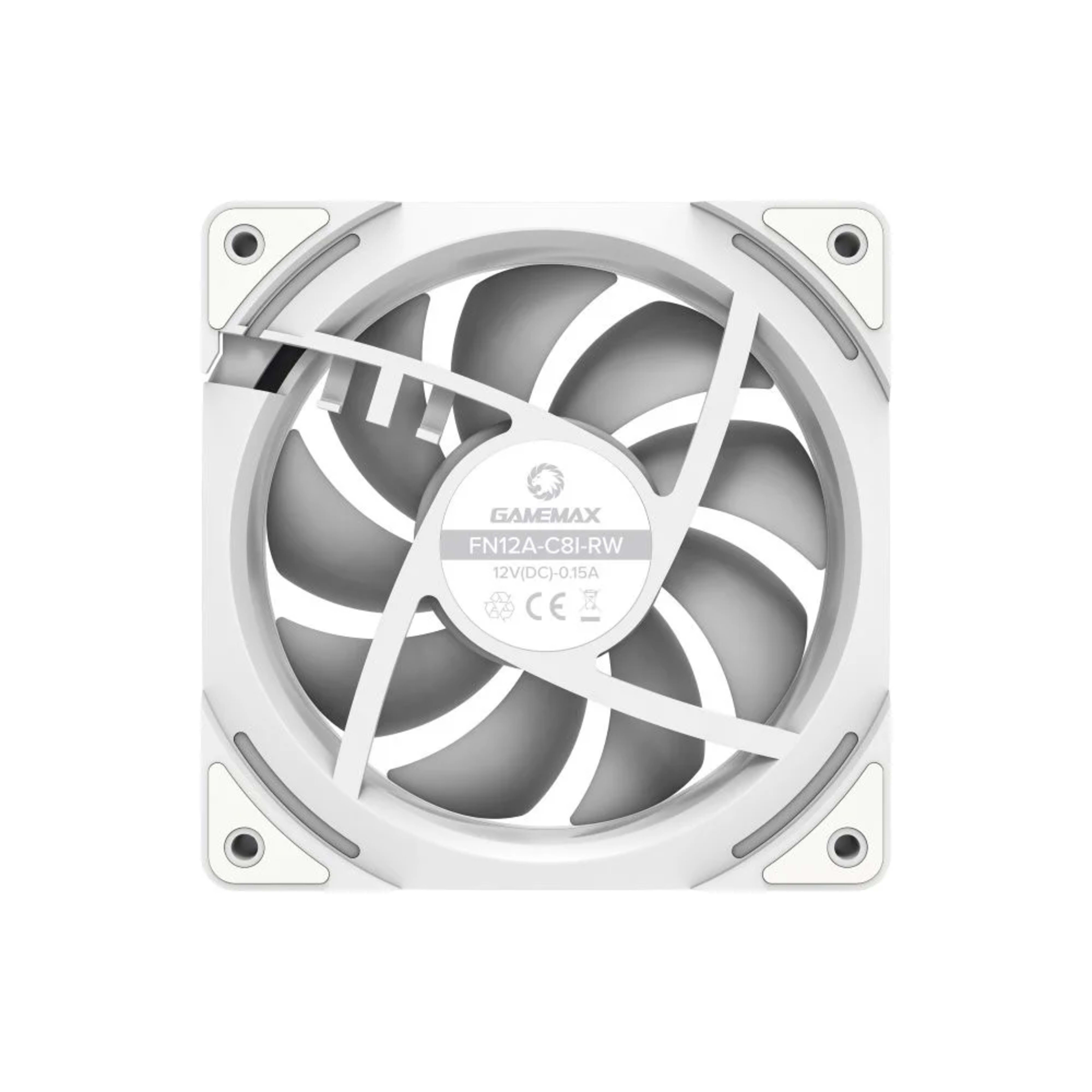 GameMax FN12A-C8I-RW, Reverse 120mm ARGB Fan -White 2 GameMax FN12A-C8I-RW, Reverse 120mm ARGB Fan -White thumbnail 2