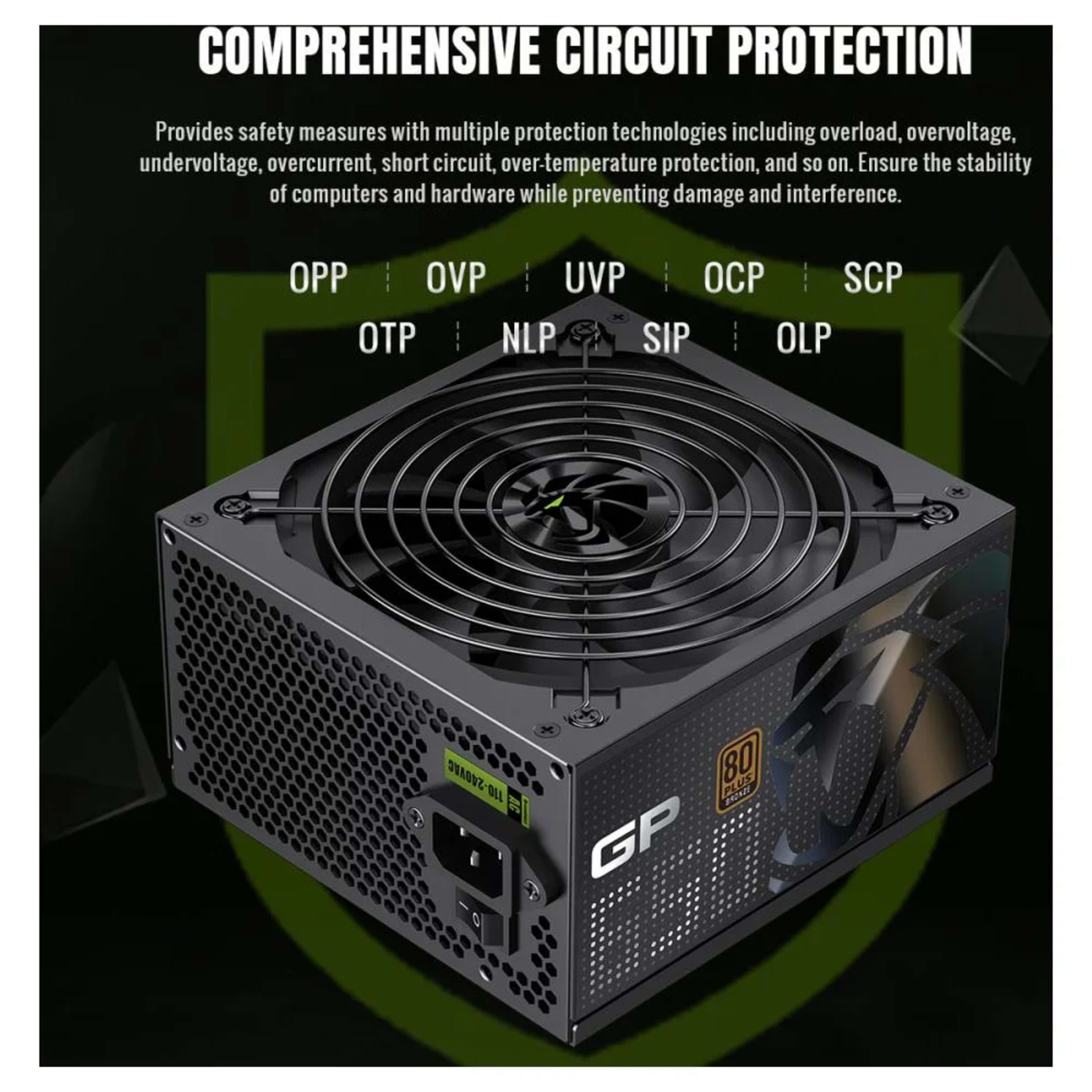 GameMax GP 650B 80+ Bronze Ultra-Stable, Smart Fan, and Premium Heat Dissipation Power Supply - Black 6 GameMax GP 650B 80+ Bronze Ultra-Stable, Smart Fan, and Premium Heat Dissipation Power Supply - Black thumbnail 6