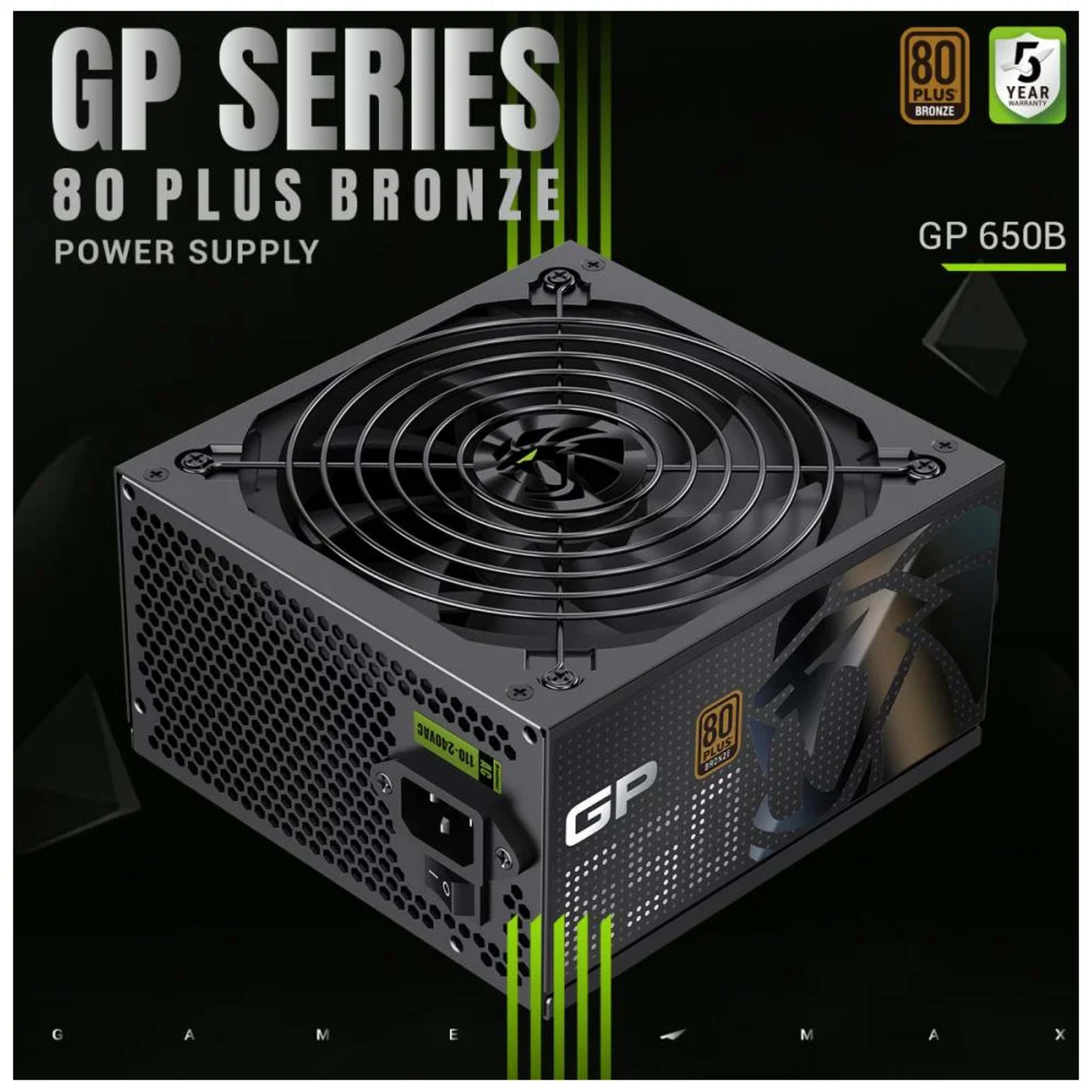 GameMax GP 650B 80+ Bronze Ultra-Stable, Smart Fan, and Premium Heat Dissipation Power Supply - Black 3 GameMax GP 650B 80+ Bronze Ultra-Stable, Smart Fan, and Premium Heat Dissipation Power Supply - Black thumbnail 3