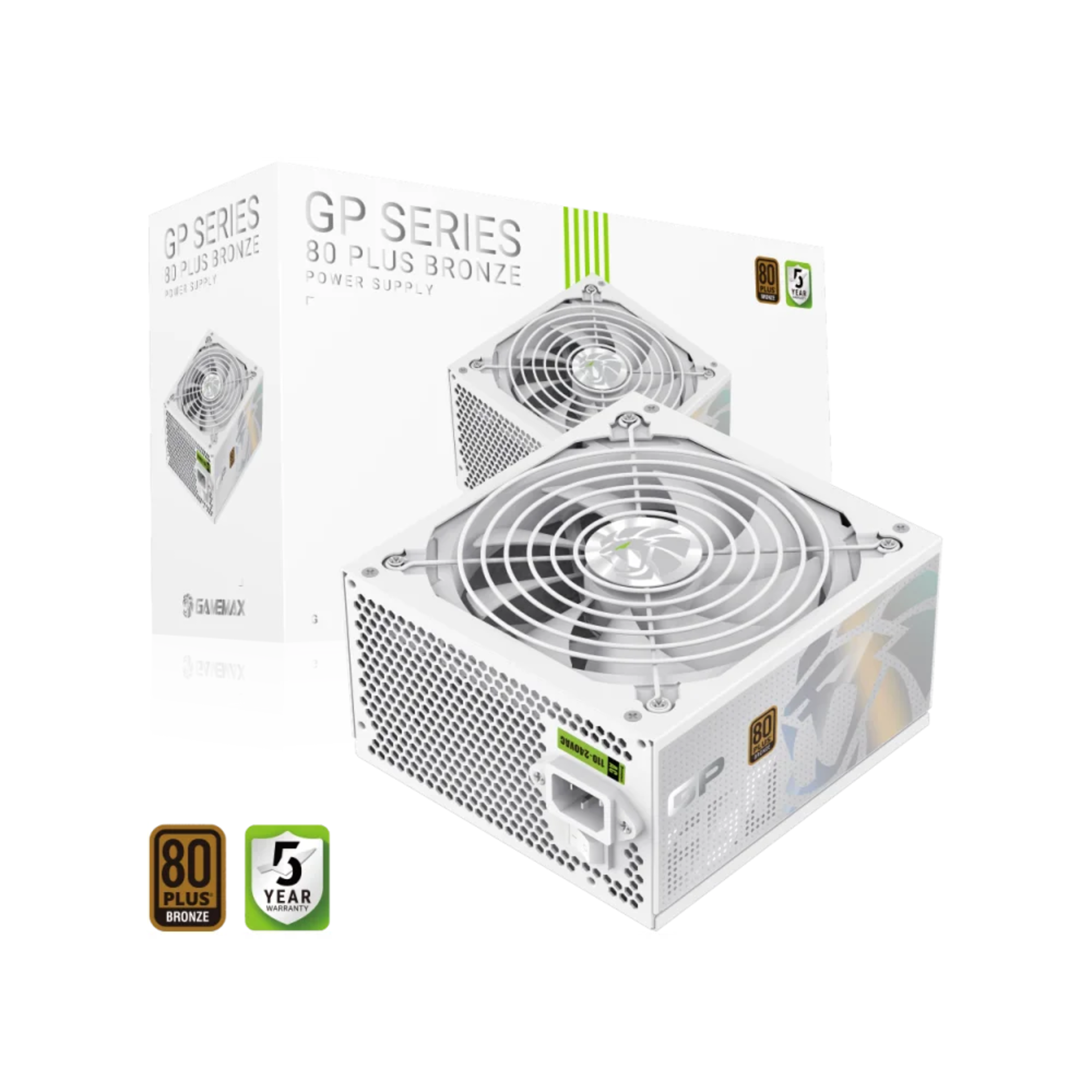 GameMax GP 650B HW 80+ Bronze Ultra-Stable, Smart Fan, and Premium Heat Dissipation Power Supply - White - Main Image GameMax GP 650B HW 80+ Bronze Ultra-Stable, Smart Fan, and Premium Heat Dissipation Power Supply - White - Main Image