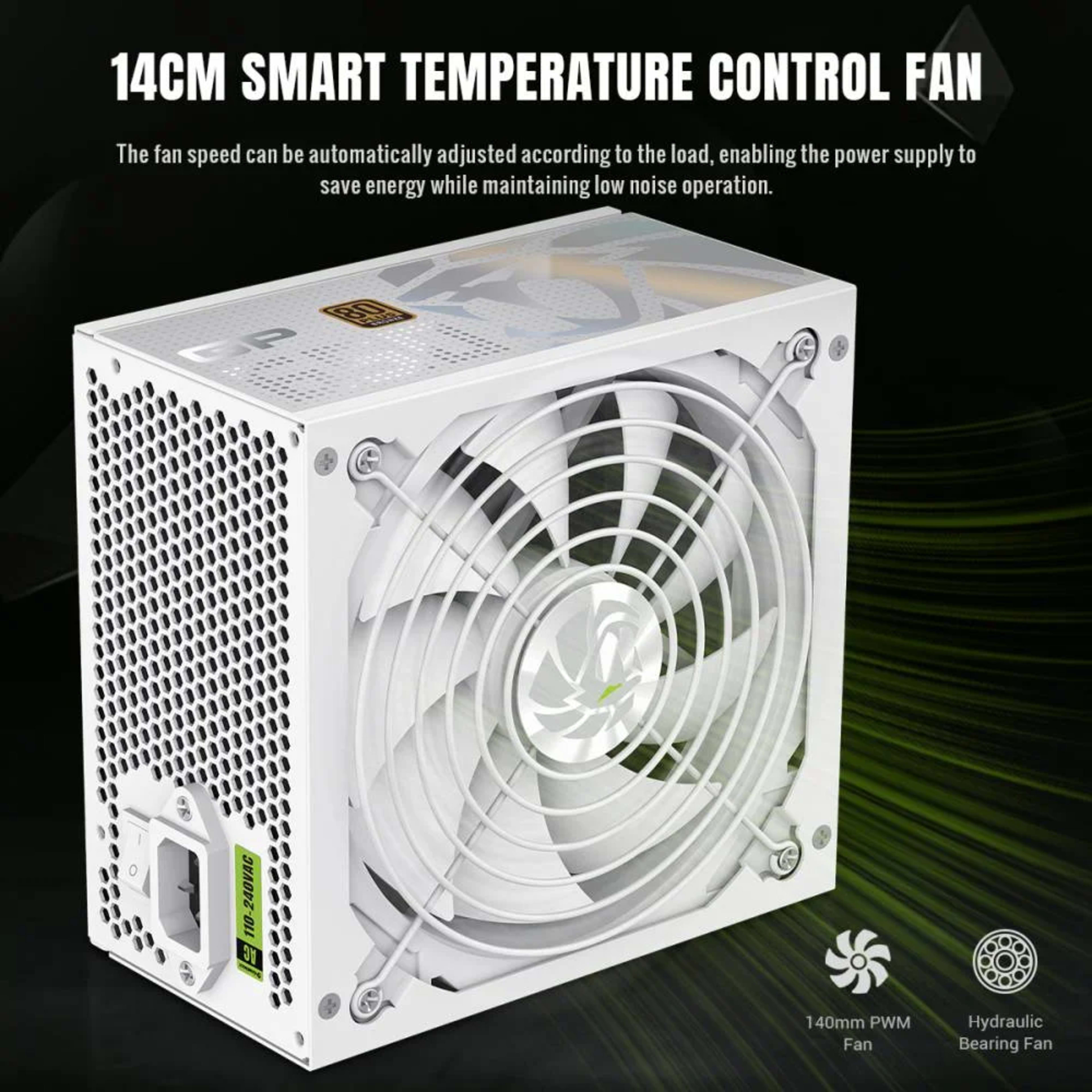 GameMax GP 650B HW 80+ Bronze Ultra-Stable, Smart Fan, and Premium Heat Dissipation Power Supply - White 5 GameMax GP 650B HW 80+ Bronze Ultra-Stable, Smart Fan, and Premium Heat Dissipation Power Supply - White thumbnail 5
