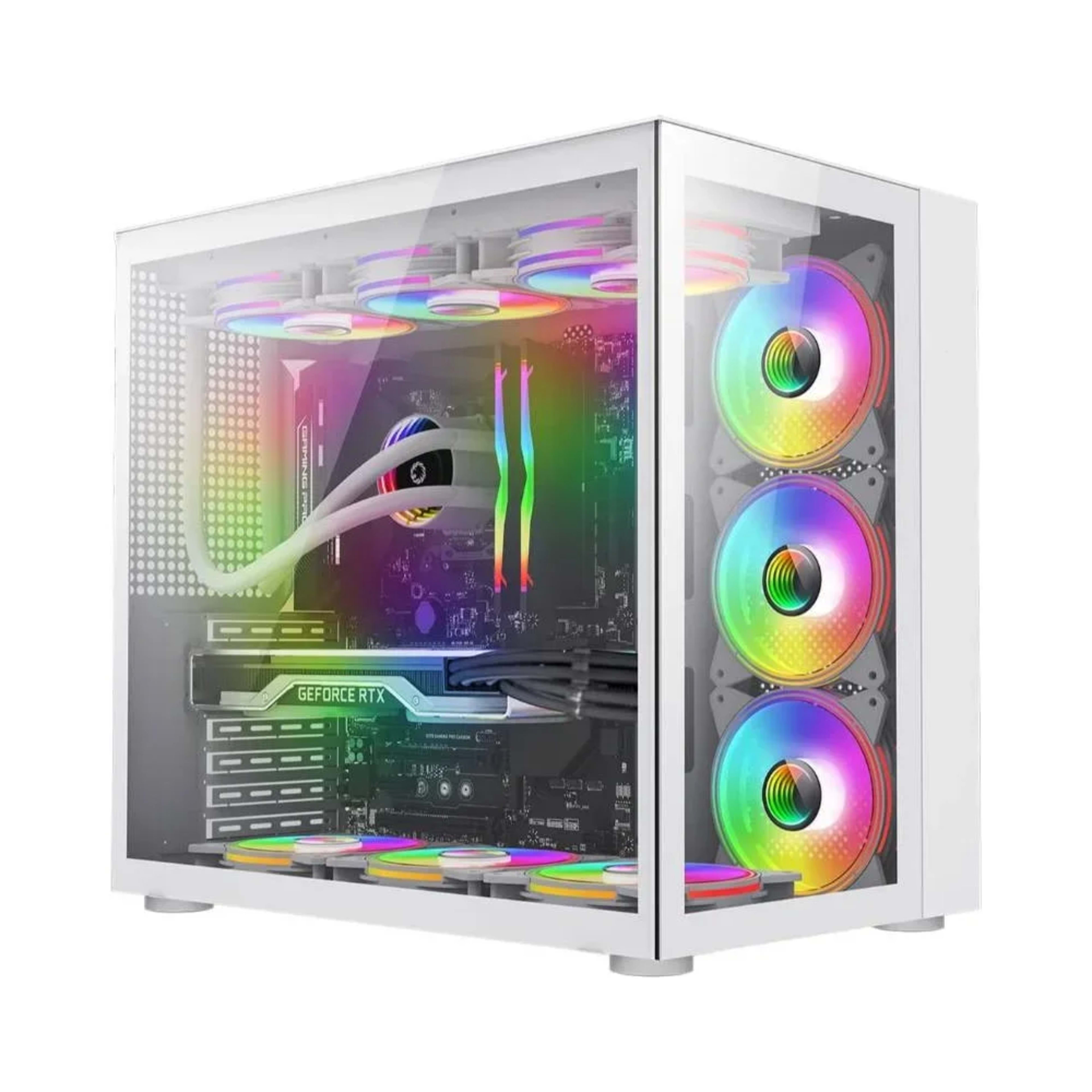GameMax INFINITY HW ATX Mid Tower Tempered Glass, RGB Lighting, Modular Design Gaming Case - White - Main Image GameMax INFINITY HW ATX Mid Tower Tempered Glass, RGB Lighting, Modular Design Gaming Case - White - Main Image