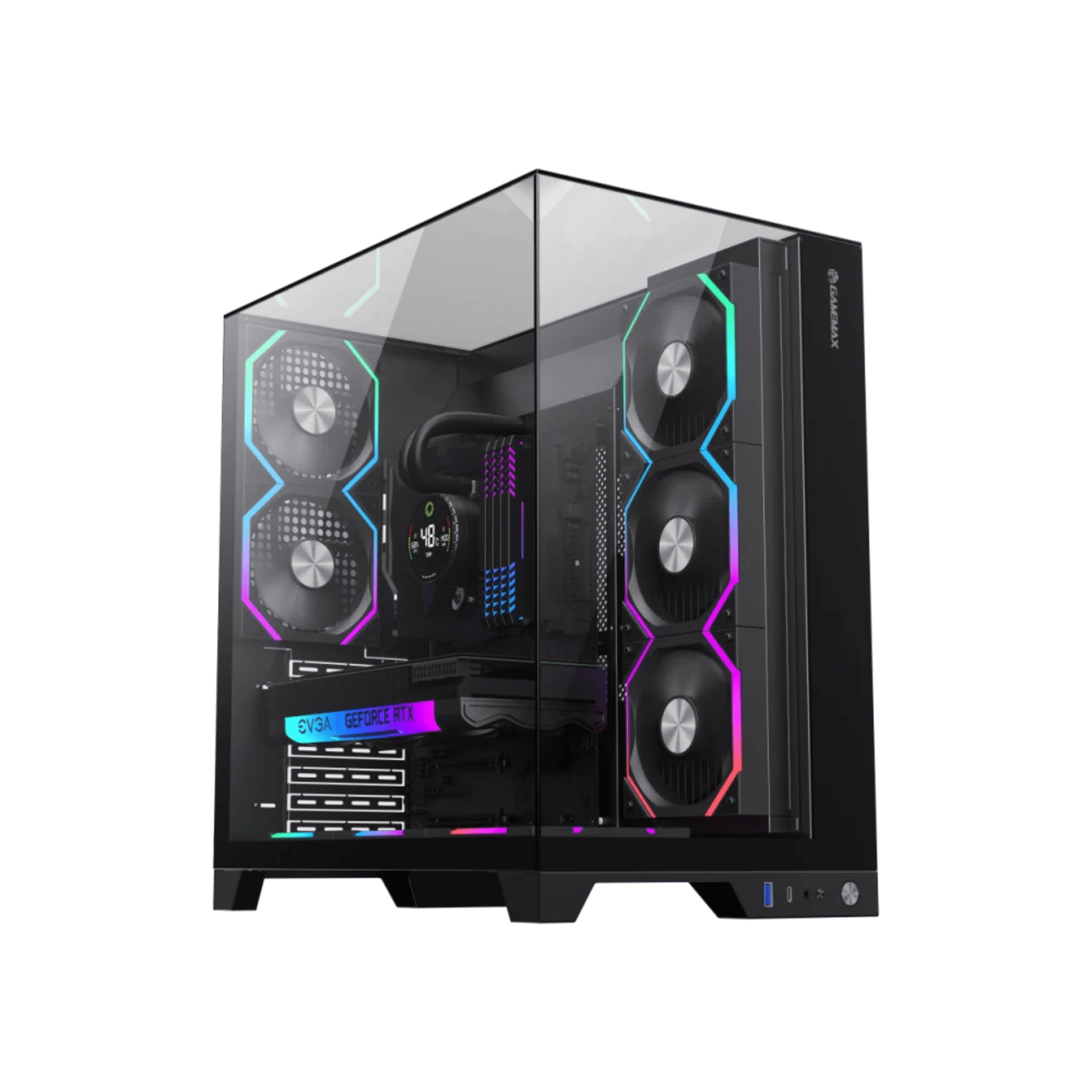 GameMax INFINITY PRO BK Panoramic Tempered Glass Mid-Tower Gaming PC Case - Black - Main Image GameMax INFINITY PRO BK Panoramic Tempered Glass Mid-Tower Gaming PC Case - Black - Main Image
