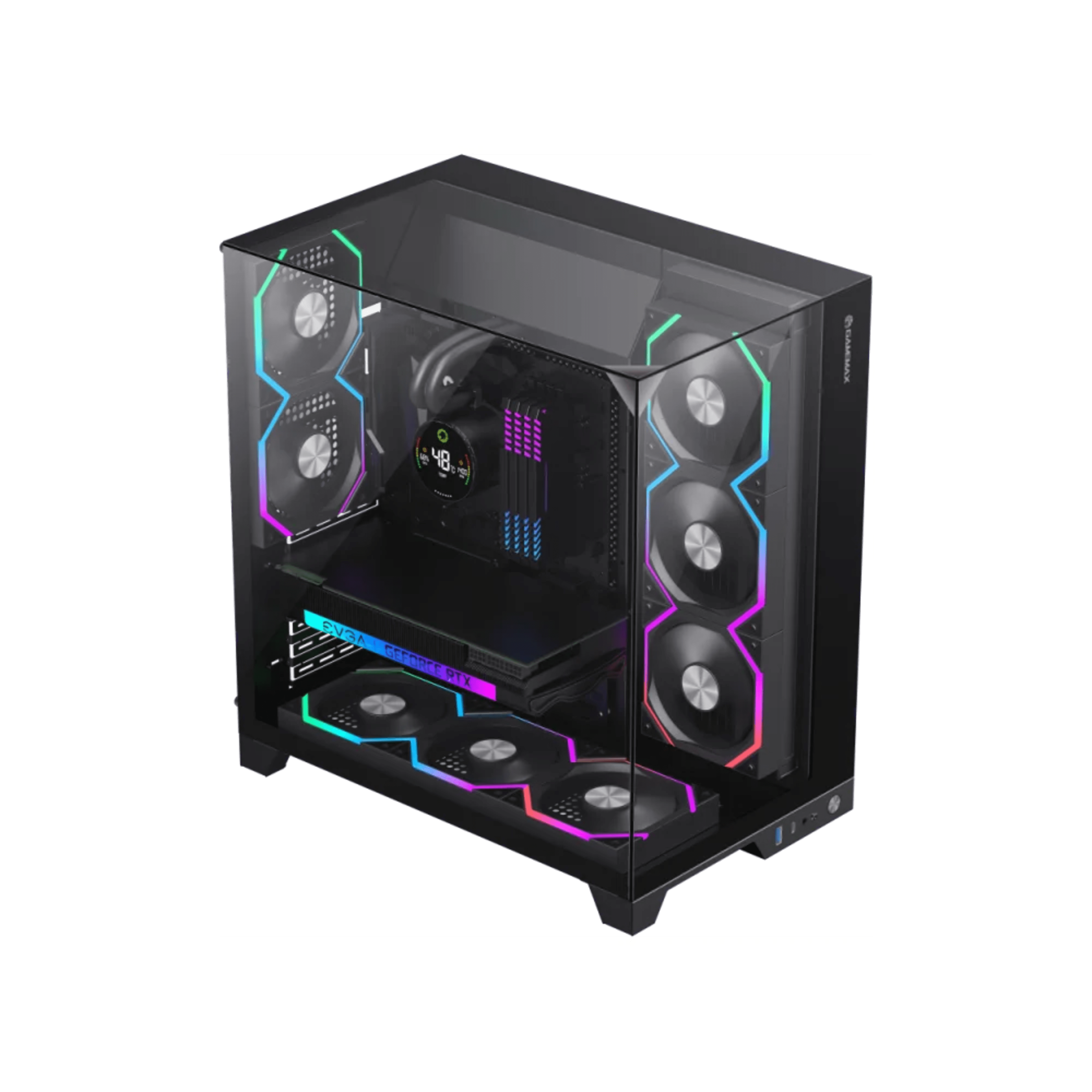 GameMax INFINITY PRO BK Panoramic Tempered Glass Mid-Tower Gaming PC Case - Black 5 GameMax INFINITY PRO BK Panoramic Tempered Glass Mid-Tower Gaming PC Case - Black thumbnail 5