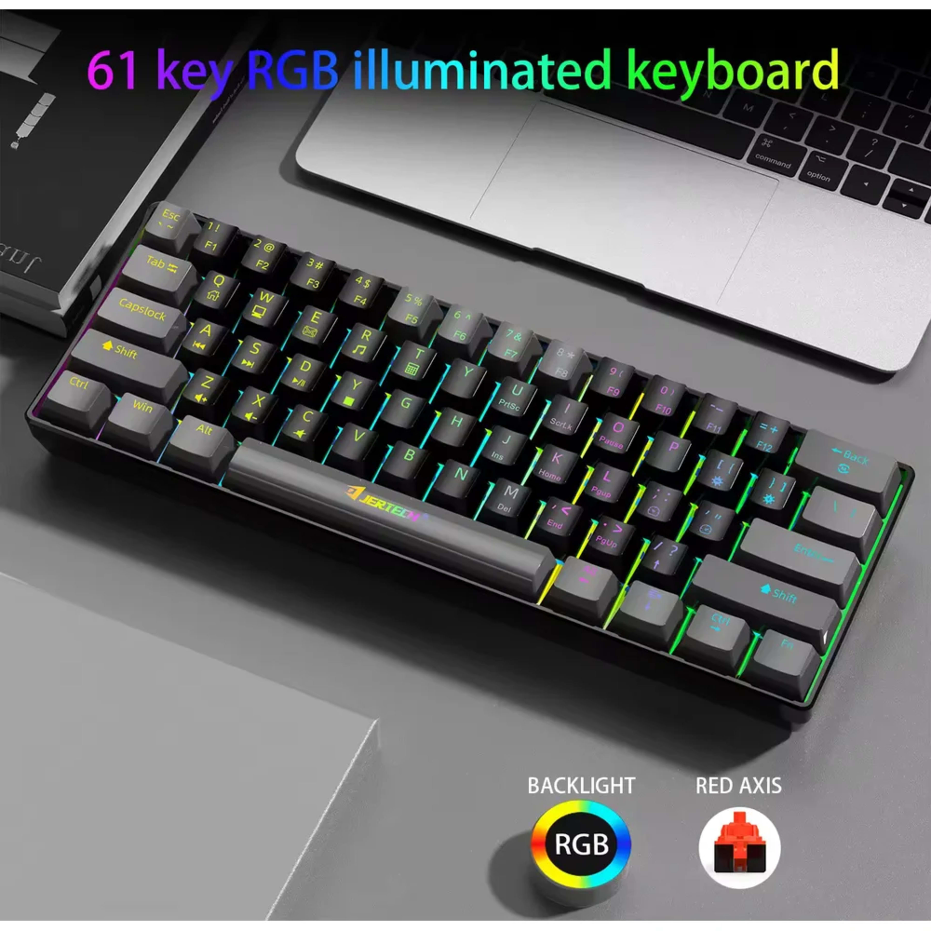 JERTECH JK540 Wired Gaming Mechanical Keyboard - Black & Gray - Main Image