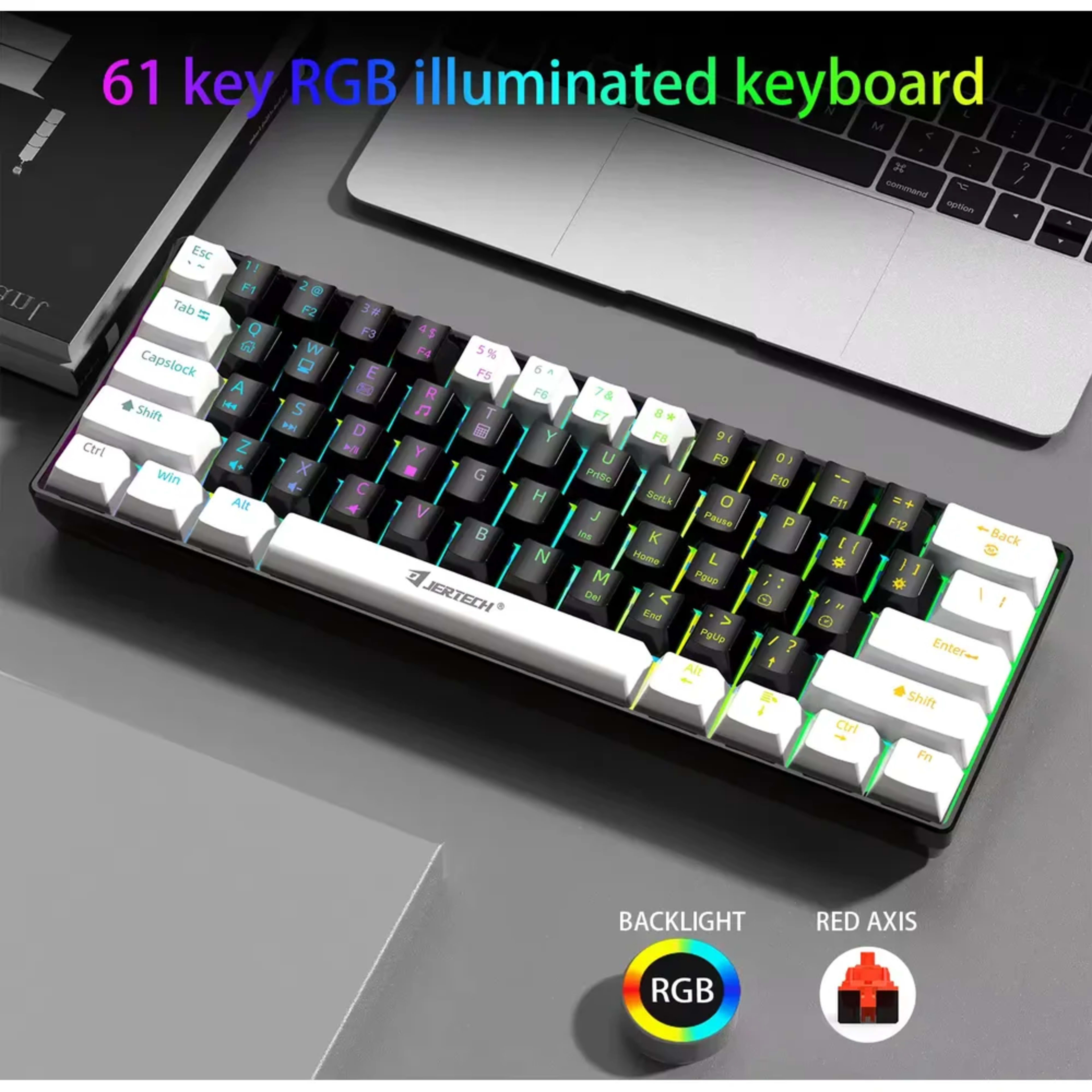 JERTECH JK540 Wired Gaming Mechanical Keyboard - Black & White - Main Image JERTECH JK540 Wired Gaming Mechanical Keyboard - Black & White - Main Image