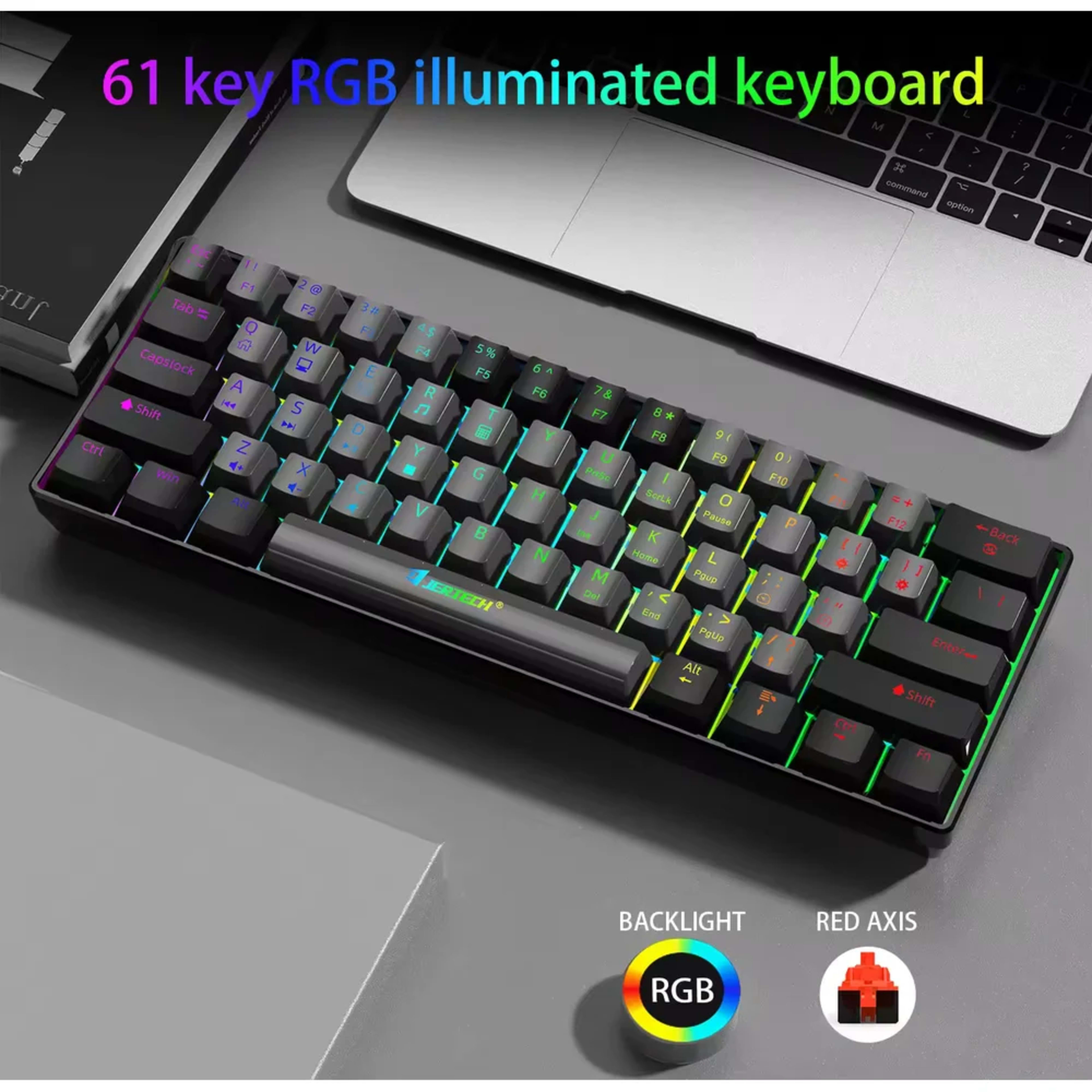 JERTECH JK540 Wired Gaming Mechanical Keyboard - Gray & Black - Main Image