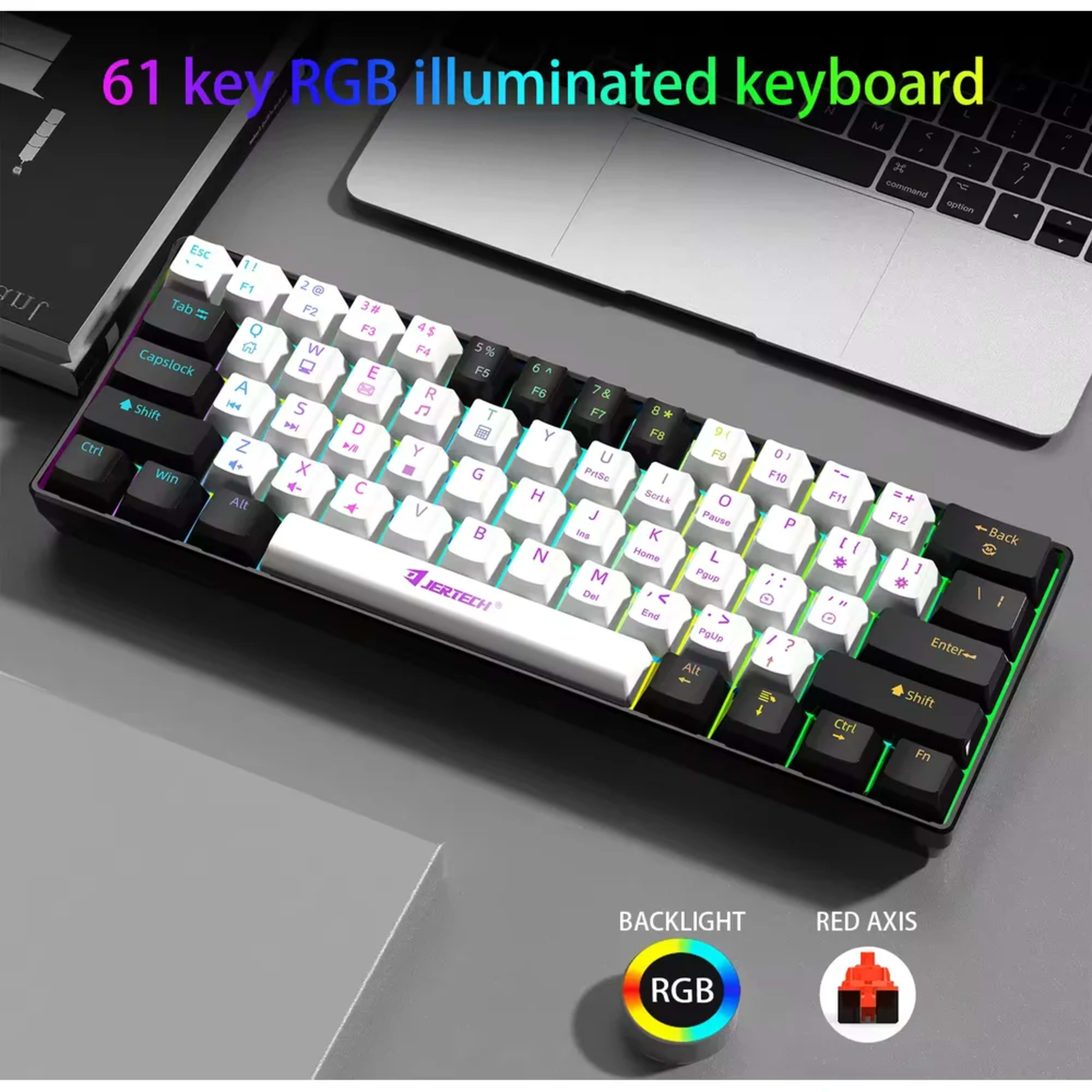 JERTECH JK540 Wired Gaming Mechanical Keyboard - White & Black - Main Image JERTECH JK540 Wired Gaming Mechanical Keyboard - White & Black - Main Image