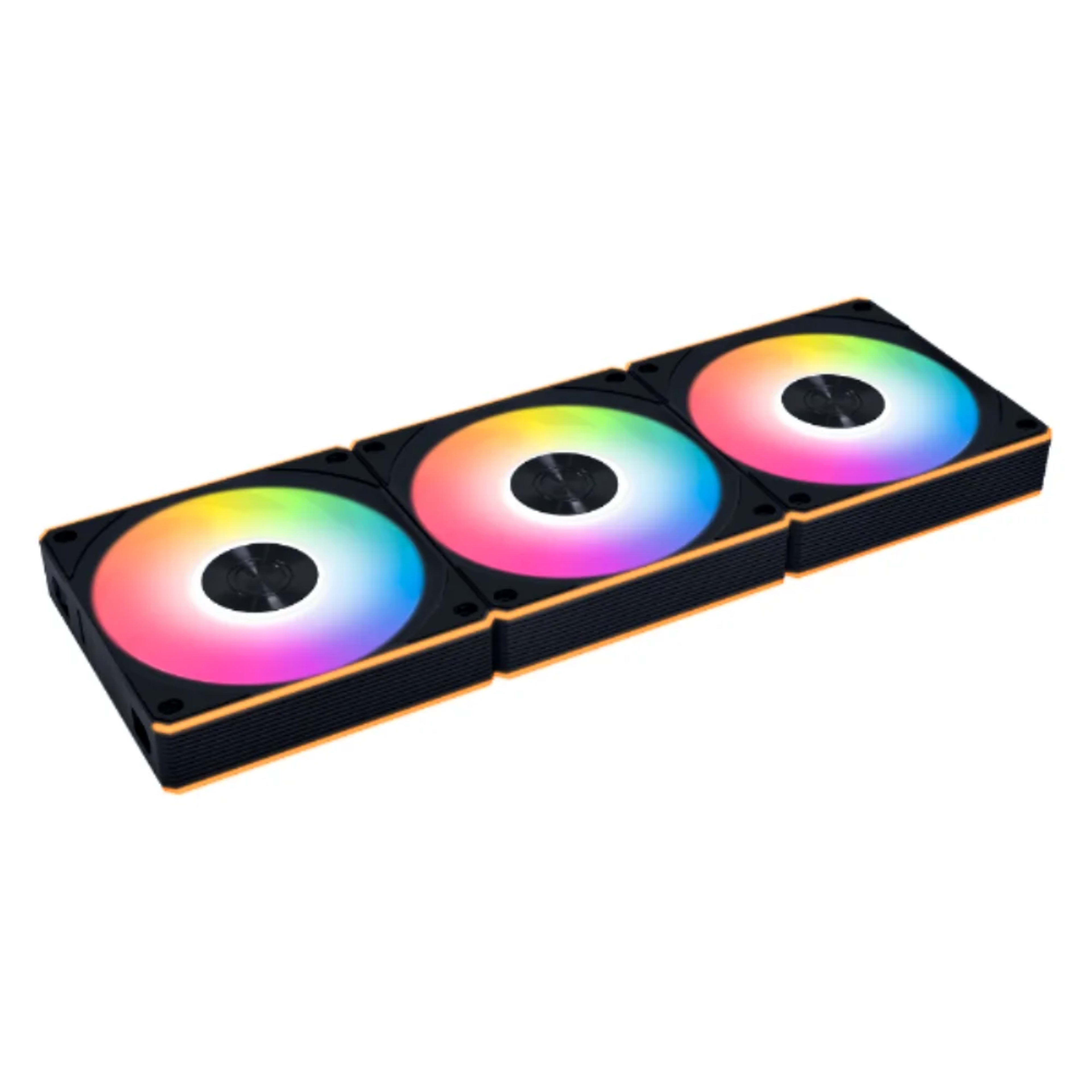 Lian Li UNI Fan CL120 ARGB 120mm PWM Fans - Triple Pack (Reverse Blade), 2.4 GHz Wireless Signal RGB & PC Case Fans Control, Daisy-Chain, Controller Included and Required - Black - Main Image Lian Li UNI Fan CL120 ARGB 120mm PWM Fans - Triple Pack (Reverse Blade), 2.4 GHz Wireless Signal RGB & PC Case Fans Control, Daisy-Chain, Controller Included and Required - Black - Main Image