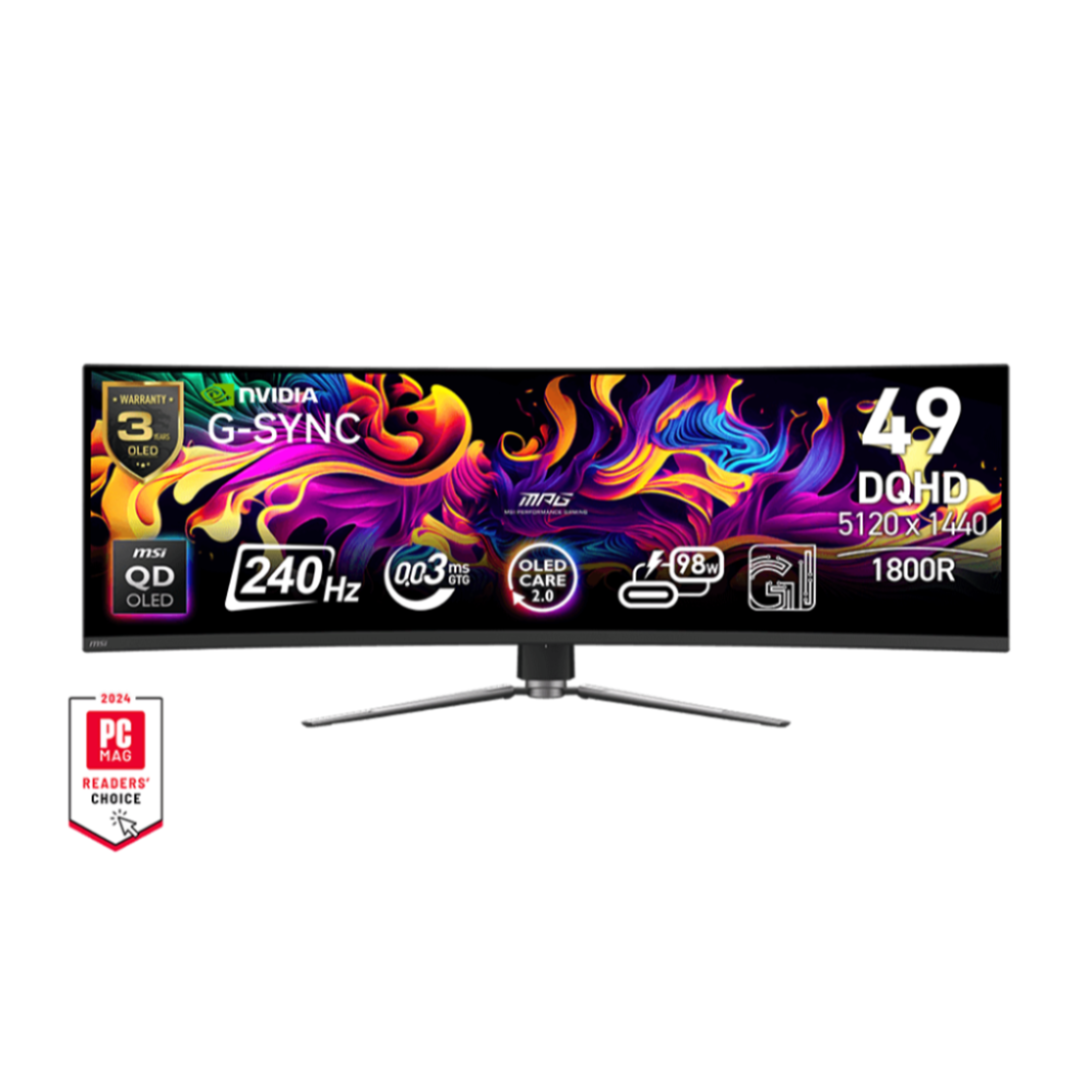 MSI MPG 491CQPX (QD O LED, Res: 5120 x 1440 (DQHD), 240Hz, 0.03ms GTG, Adaptive - Sync ) Curved 5 MSI MPG 491CQPX (QD O LED, Res: 5120 x 1440 (DQHD), 240Hz, 0.03ms GTG, Adaptive - Sync ) Curved thumbnail 5
