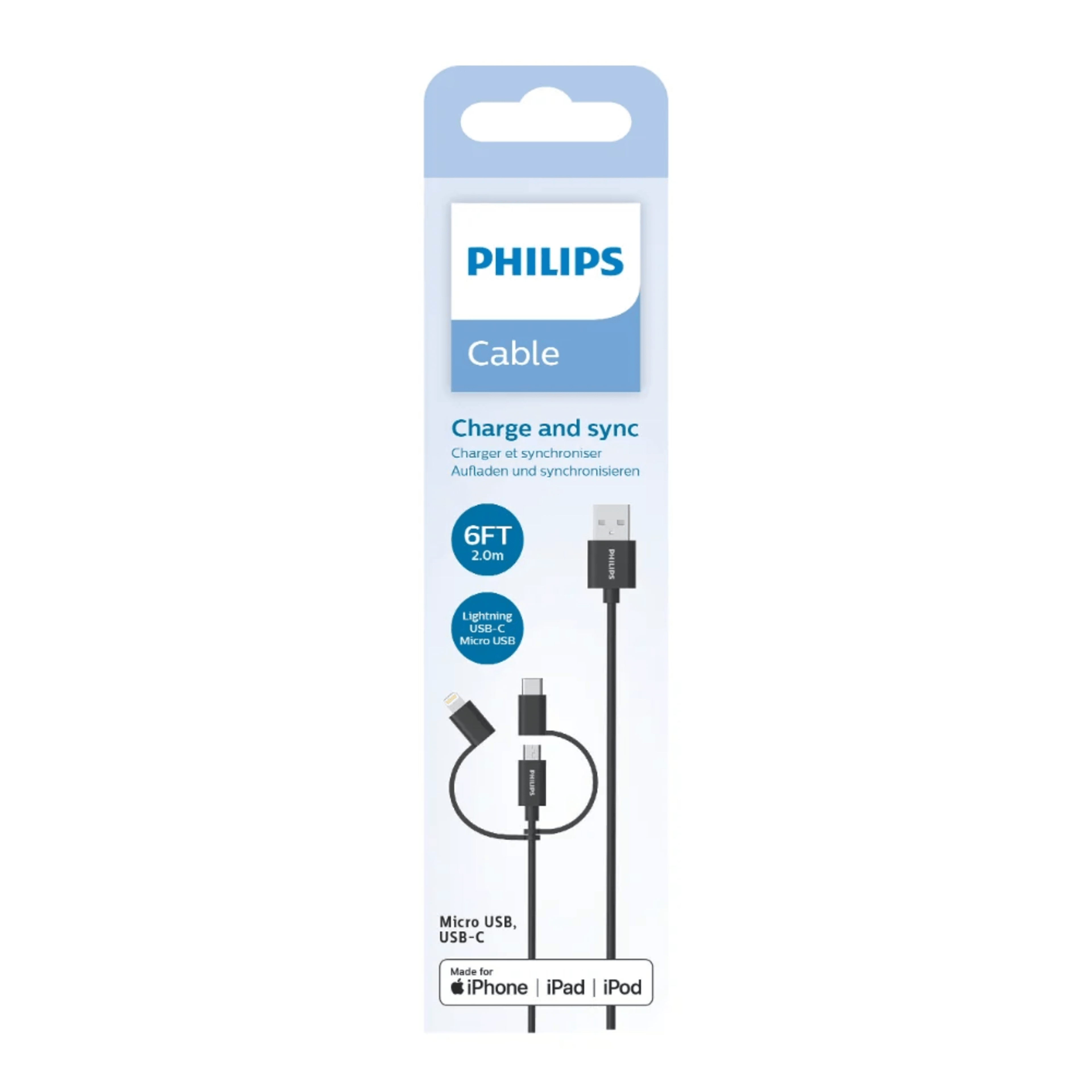 PHILIPS DURABLE 3-in-1 CHARGEABLE CABLE - Main Image