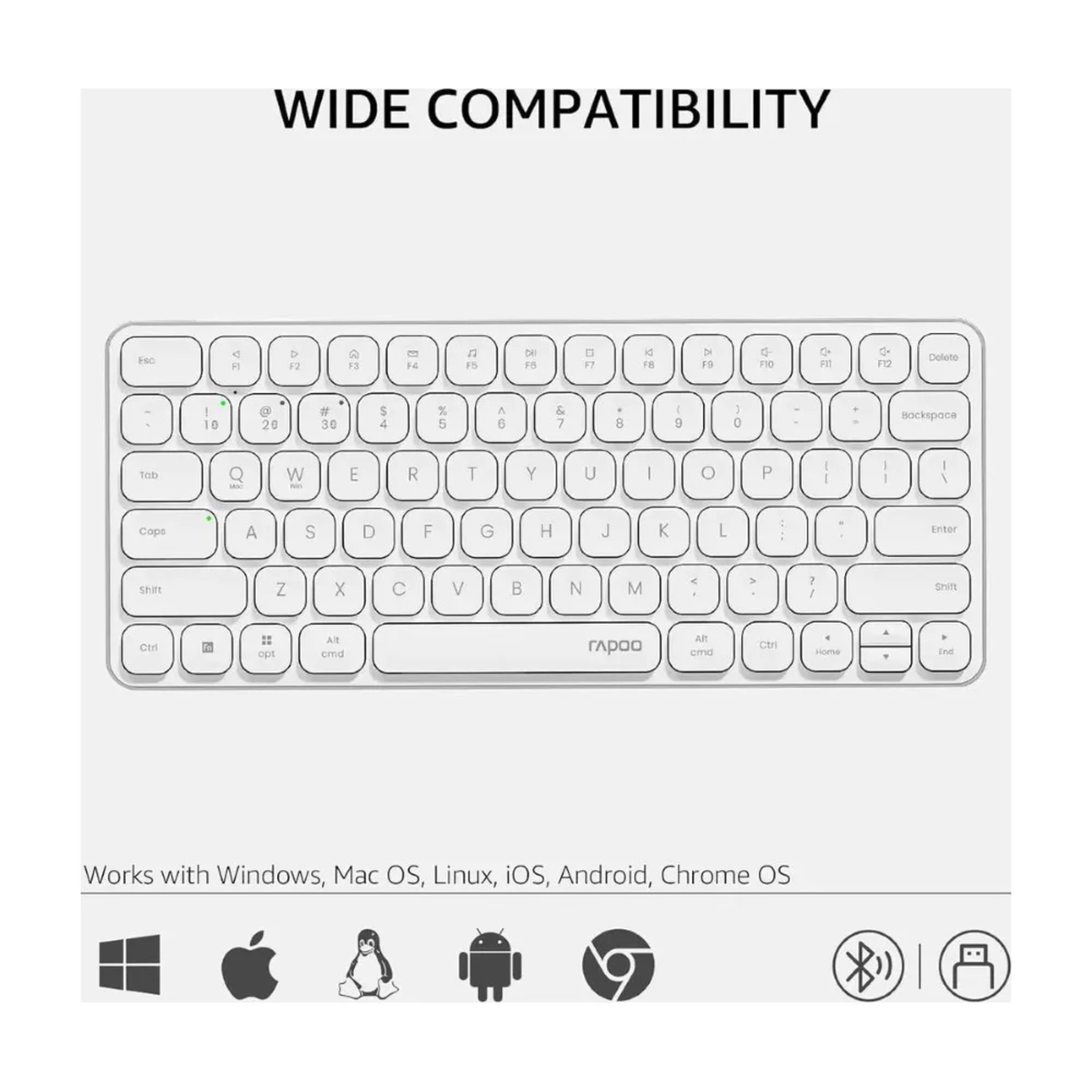 RAPOO E9050L Multi-mode wireless Keyboard US_White 2 RAPOO E9050L Multi-mode wireless Keyboard US_White thumbnail 2
