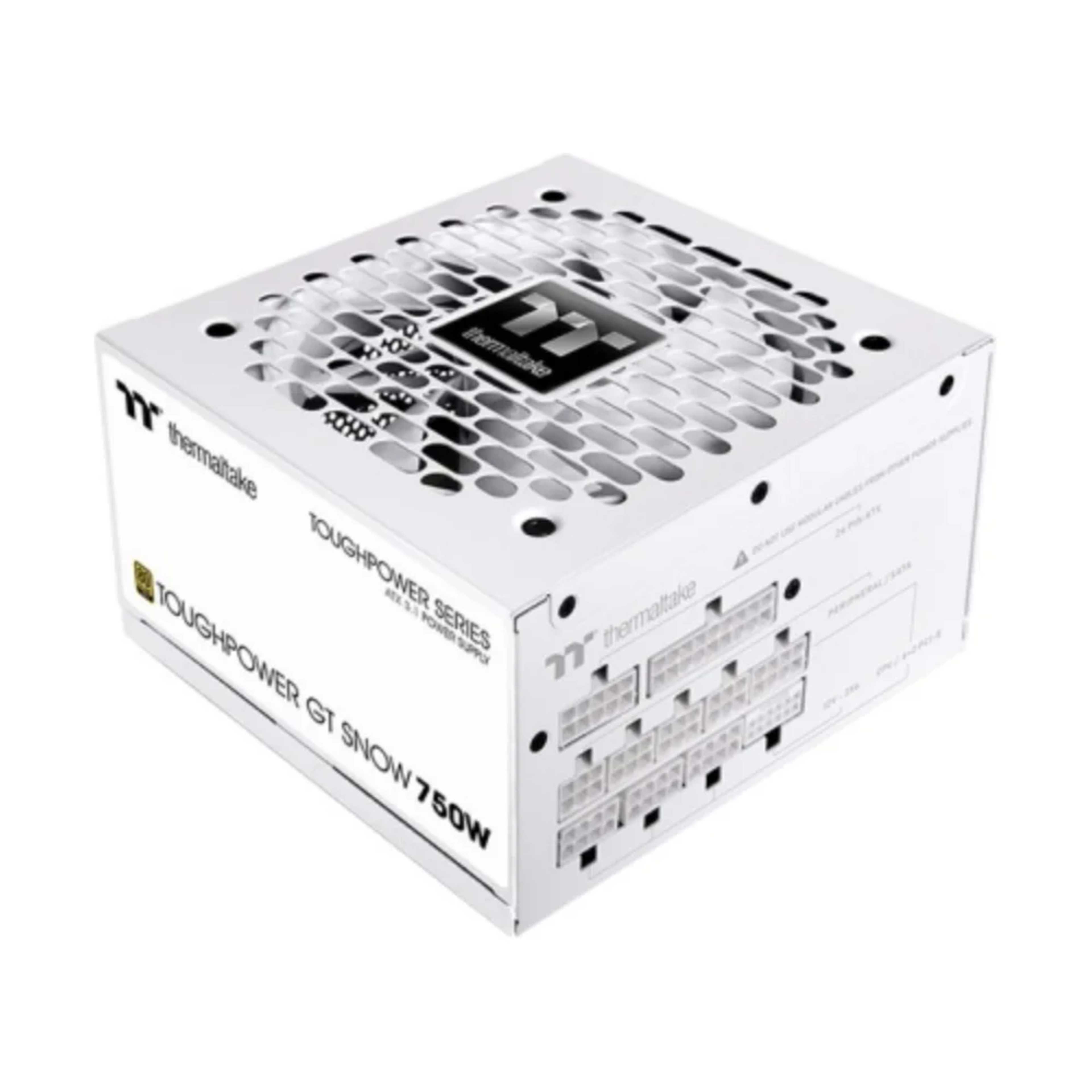 Thermaltake Toughpower GT Snow Power Supply, 750W, 80 PLUS Gold, Fully Modular, ATX 3.1, PCIe Gen 5.1, White - Main Image Thermaltake Toughpower GT Snow Power Supply, 750W, 80 PLUS Gold, Fully Modular, ATX 3.1, PCIe Gen 5.1, White - Main Image