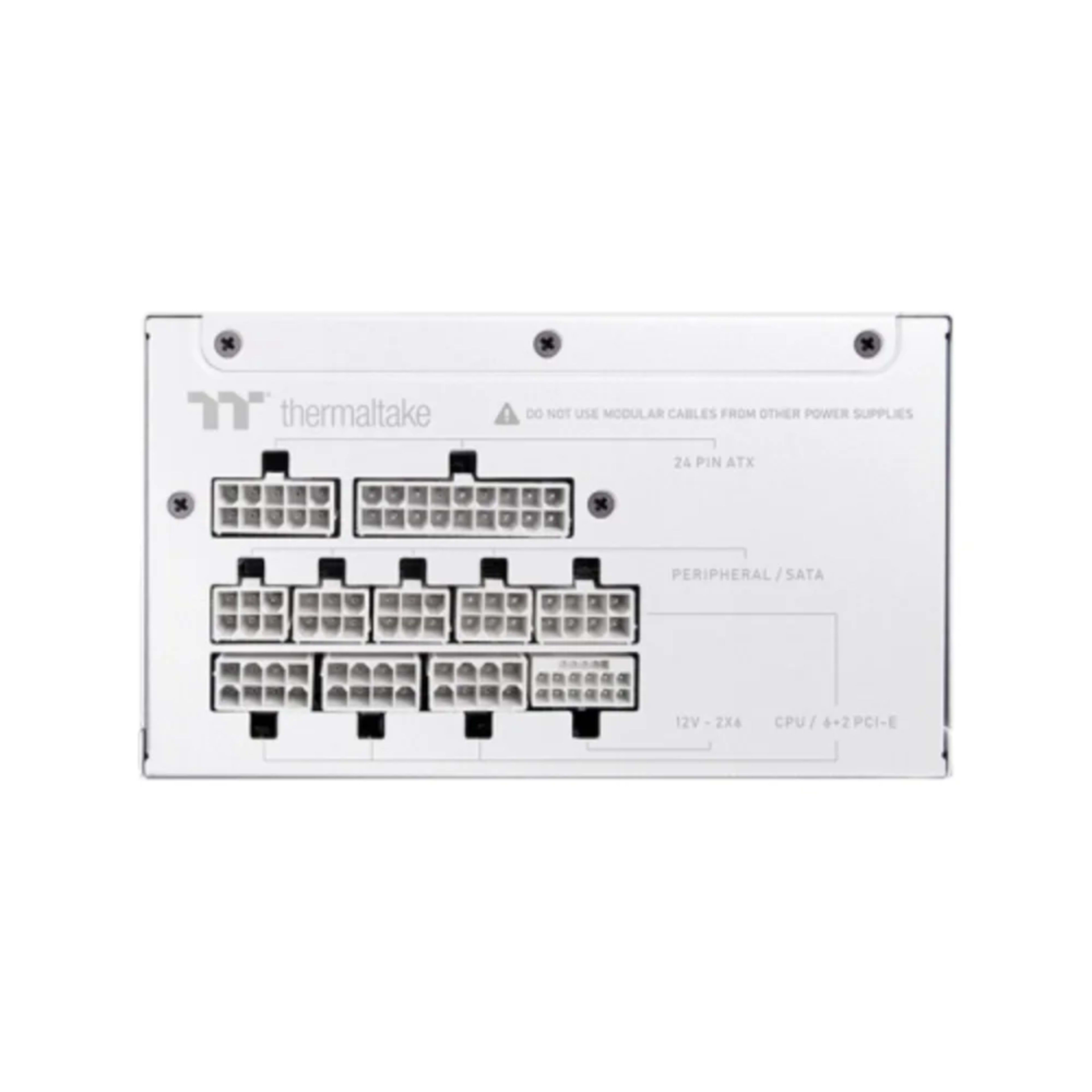 Thermaltake Toughpower GT Snow Power Supply, 750W, 80 PLUS Gold, Fully Modular, ATX 3.1, PCIe Gen 5.1, White 4 Thermaltake Toughpower GT Snow Power Supply, 750W, 80 PLUS Gold, Fully Modular, ATX 3.1, PCIe Gen 5.1, White thumbnail 4