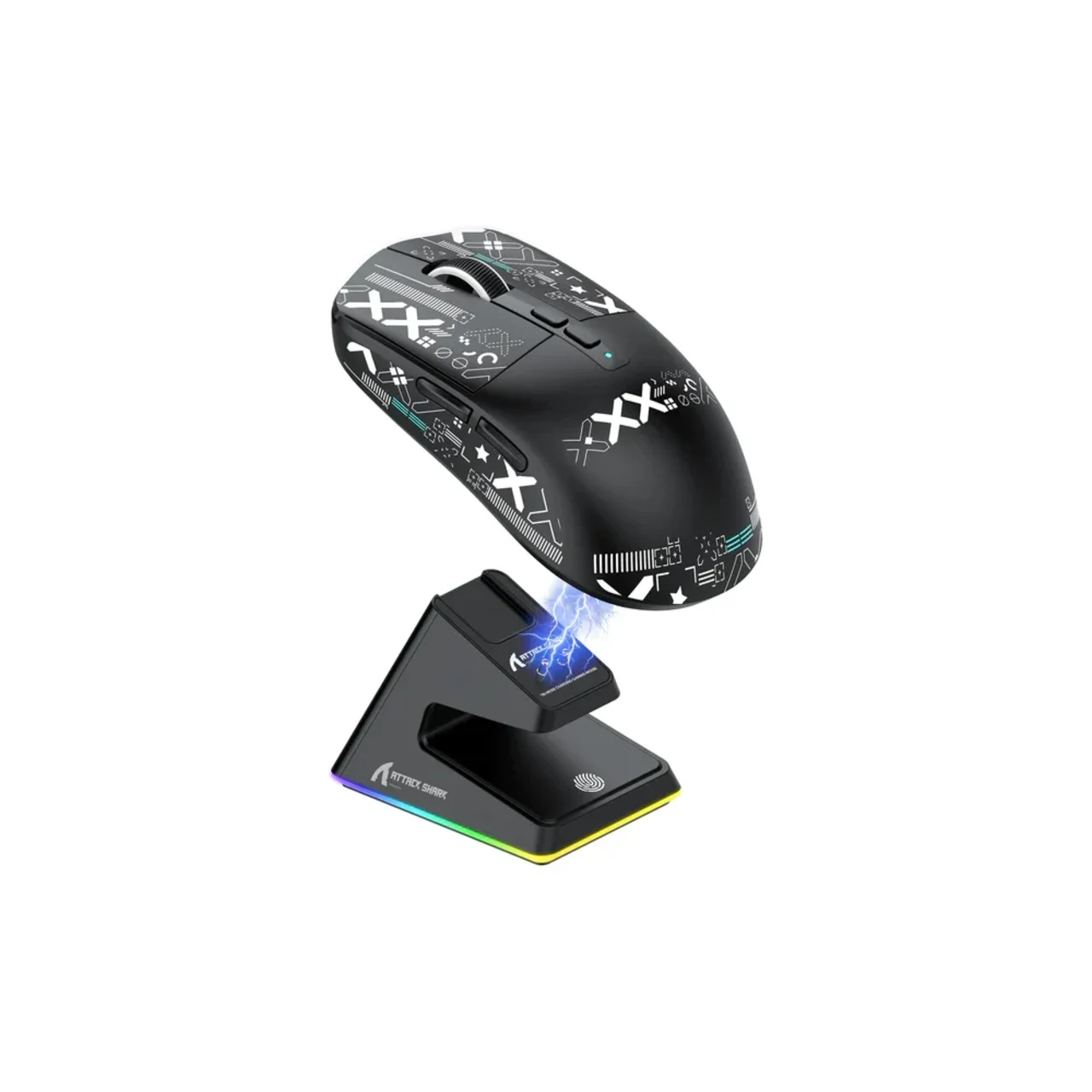 Attack SharkX6 Wireless Three Modes Gaming Mouse With Charging Dock Black 4 Attack SharkX6 Wireless Three Modes Gaming Mouse With Charging Dock Black thumbnail 4