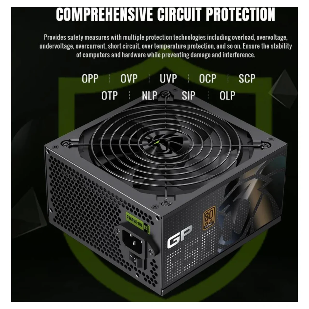 GameMax GP 650B 80+ Bronze Ultra-Stable, Smart Fan, and Premium Heat Dissipation Power Supply - Black - Main Image GameMax GP 650B 80+ Bronze Ultra-Stable, Smart Fan, and Premium Heat Dissipation Power Supply - Black - Main Image