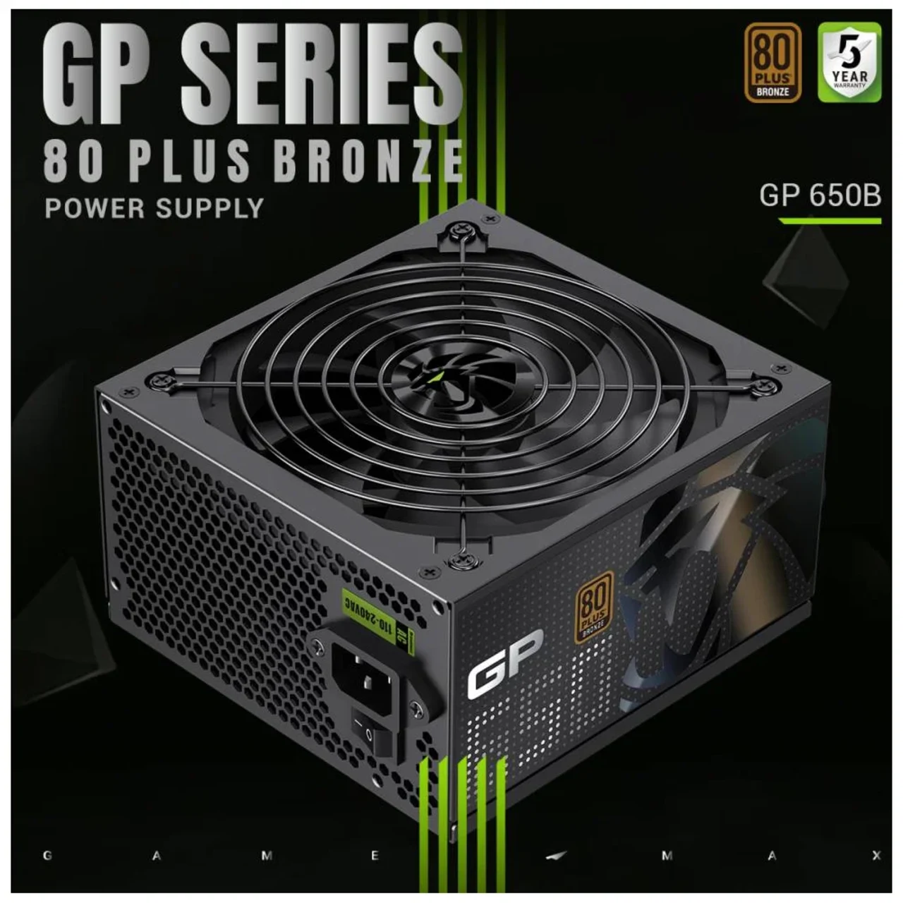 GameMax GP 650B 80+ Bronze Ultra-Stable, Smart Fan, and Premium Heat Dissipation Power Supply - Black 4 GameMax GP 650B 80+ Bronze Ultra-Stable, Smart Fan, and Premium Heat Dissipation Power Supply - Black thumbnail 4