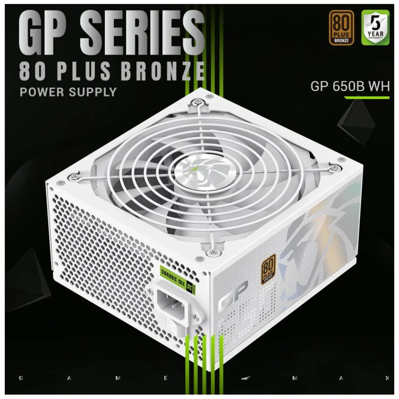 GameMax GP 650B HW 80+ Bronze Ultra-Stable, Smart Fan, and Premium Heat Dissipation Power Supply - White 2 GameMax GP 650B HW 80+ Bronze Ultra-Stable, Smart Fan, and Premium Heat Dissipation Power Supply - White thumbnail 2